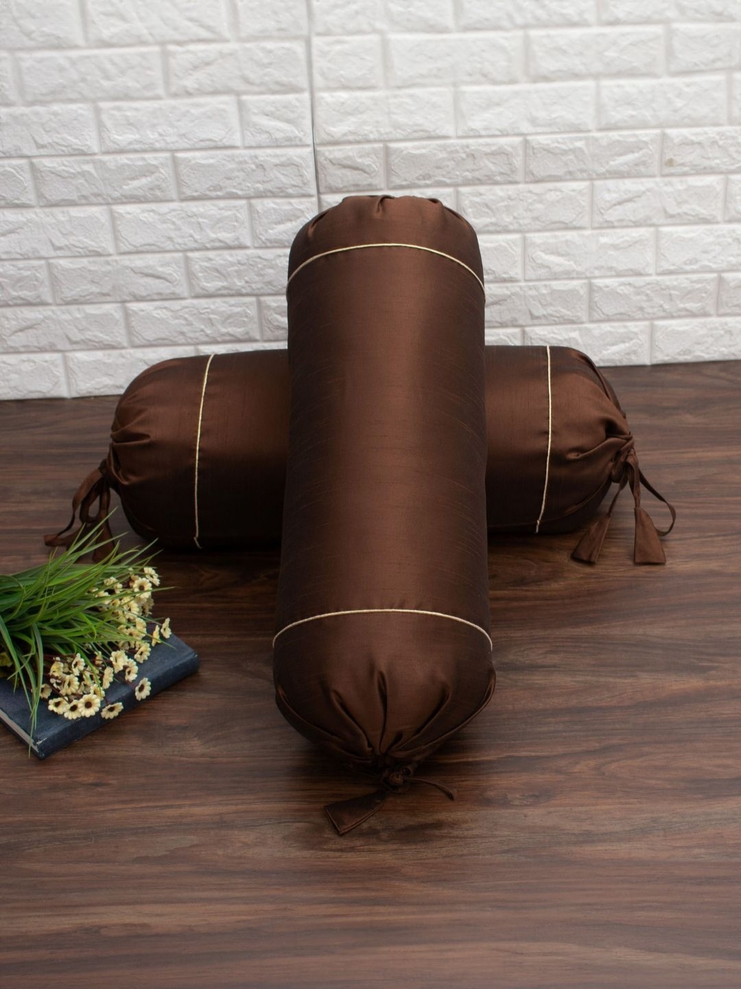 

RoyalDeco 2-Pcs Brown BolsterCovers