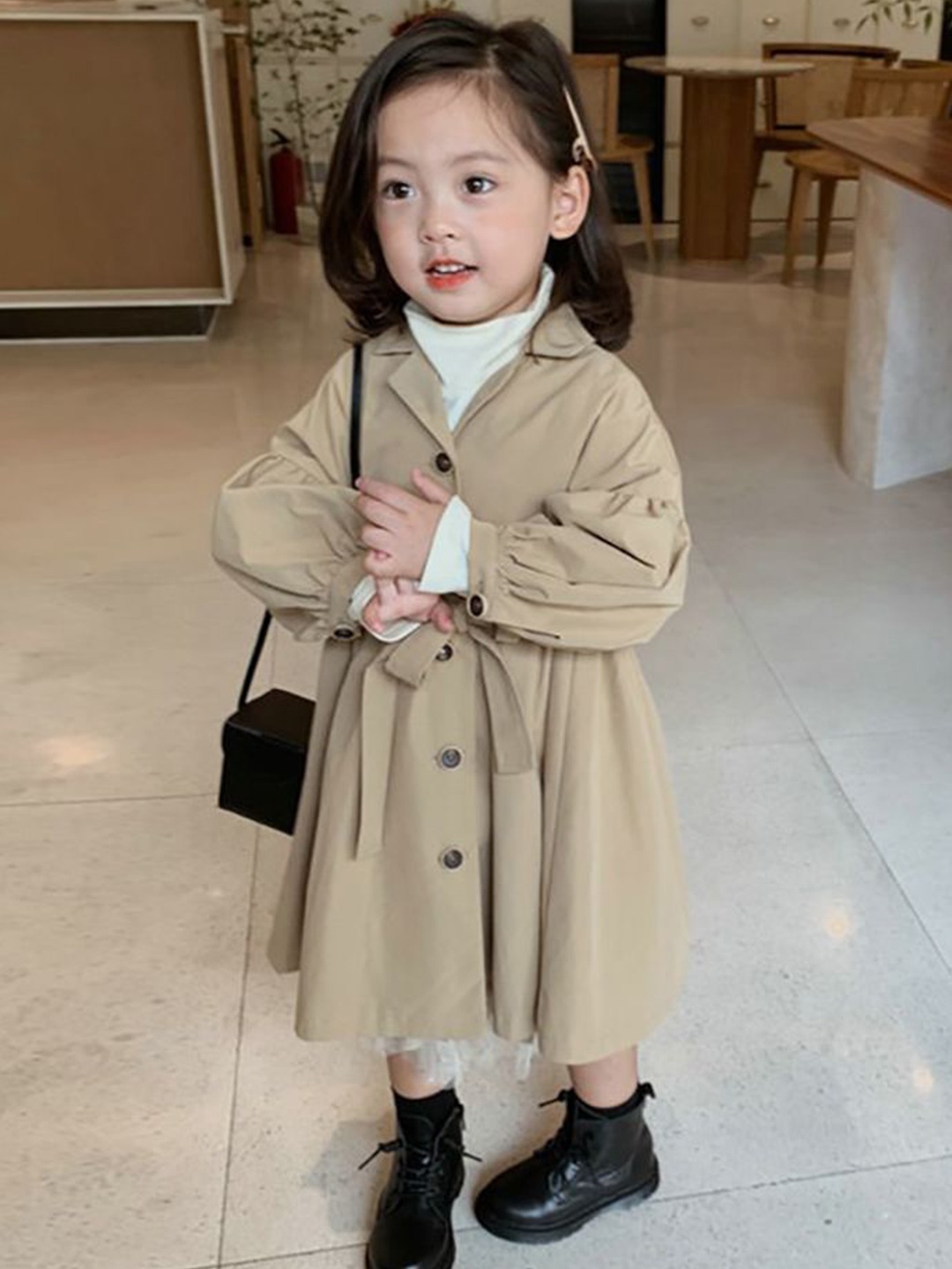 

StyleCast x Revolte Girls Pure Cotton Mandarin Collar Trench Coat, Khaki