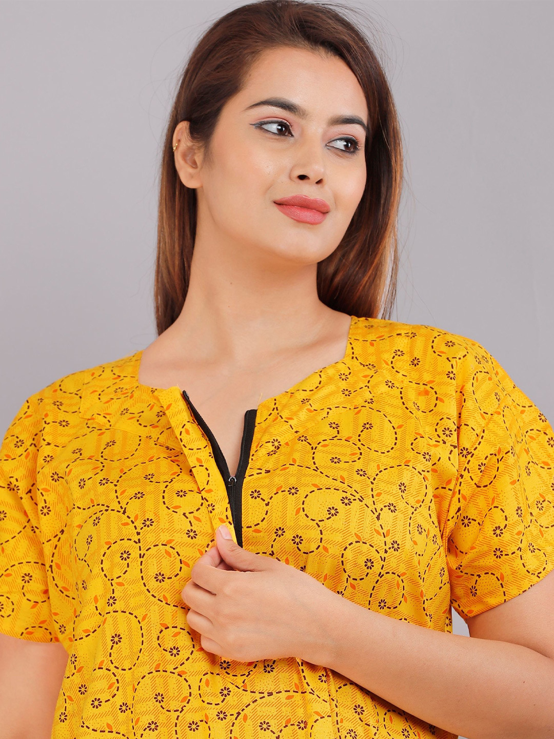 

PR PINK ROYAL Printed Maxi Nightdress, Yellow