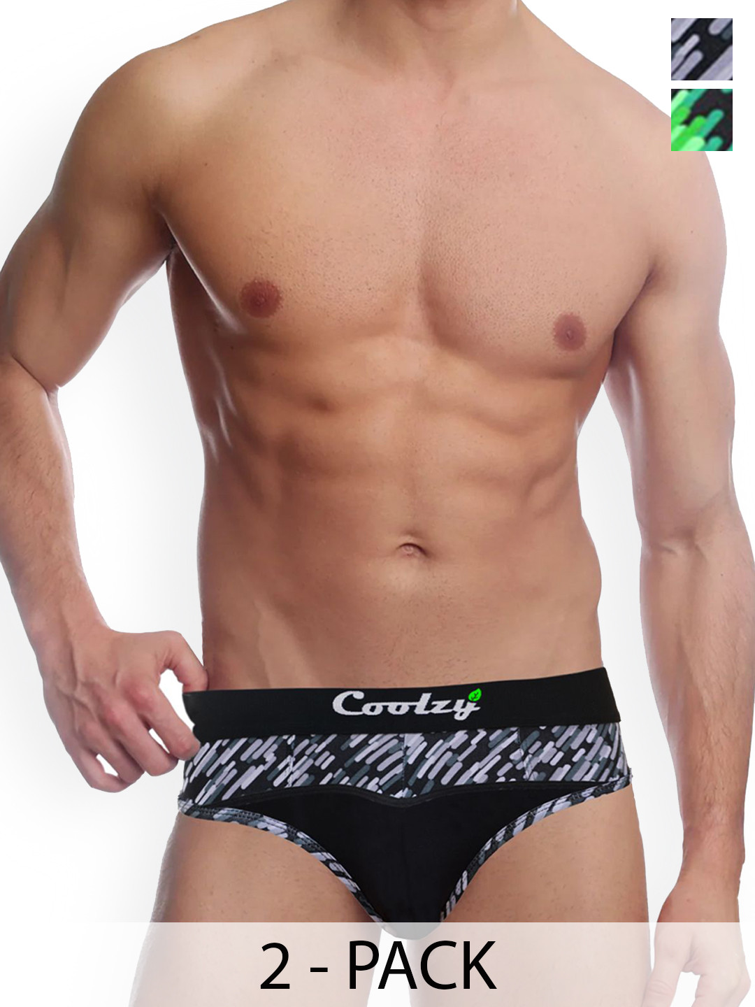 

COOLZY PMen Pack Of 2 Anti Micro fabric Printed Briefs, Black