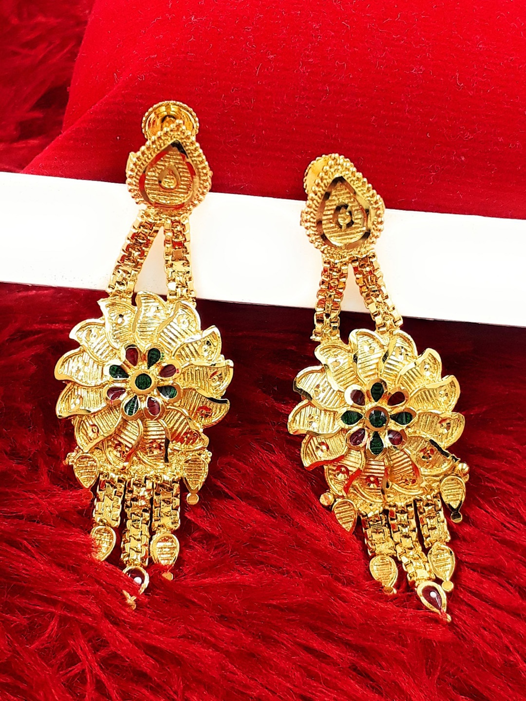 

Anujeet Fashion Hub Gold Plated Contemporary Drop Earrings