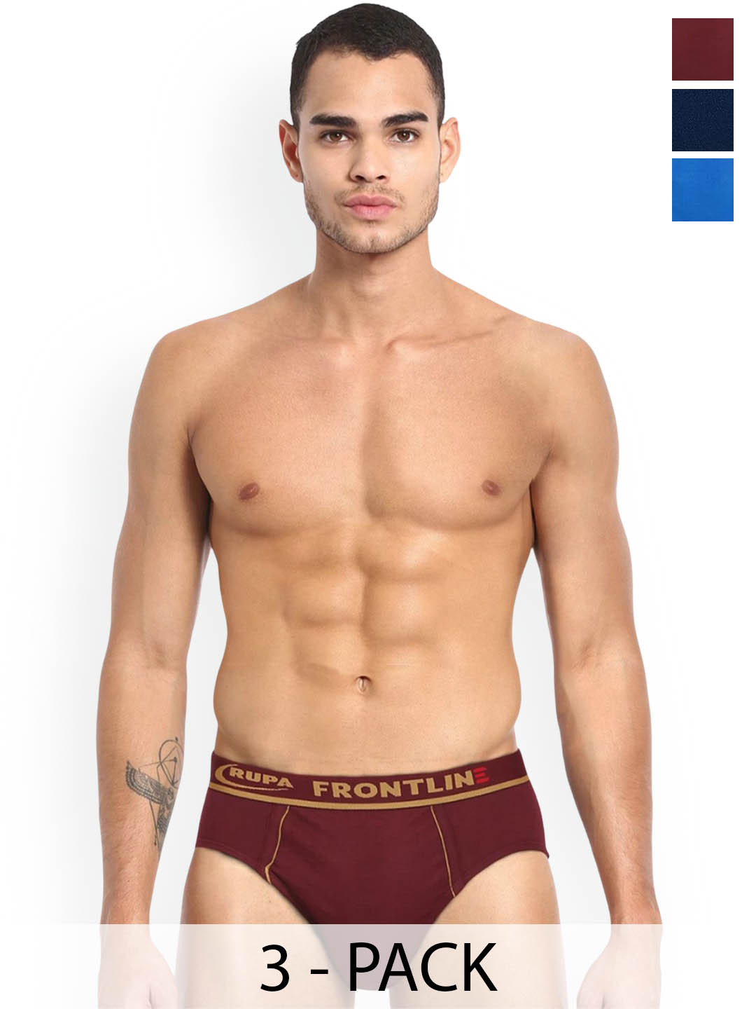 

Rupa Pack Of 3 Assorted Pure Cotton Basic Briefs - Frontline-Expando-Plain-3--95