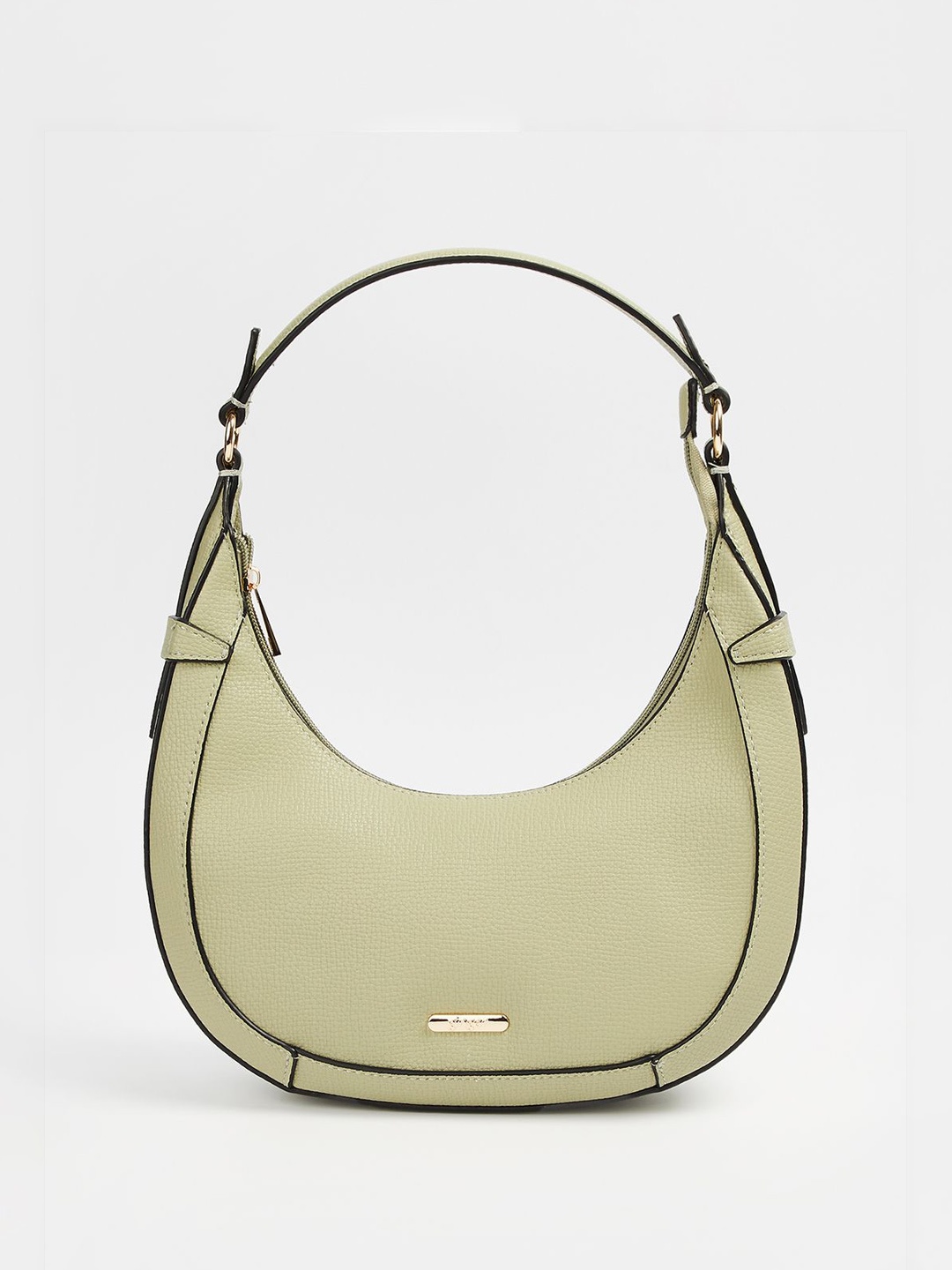 

Ginger by Lifestyle Women Textured Half Moon Handheld Bag, Cream