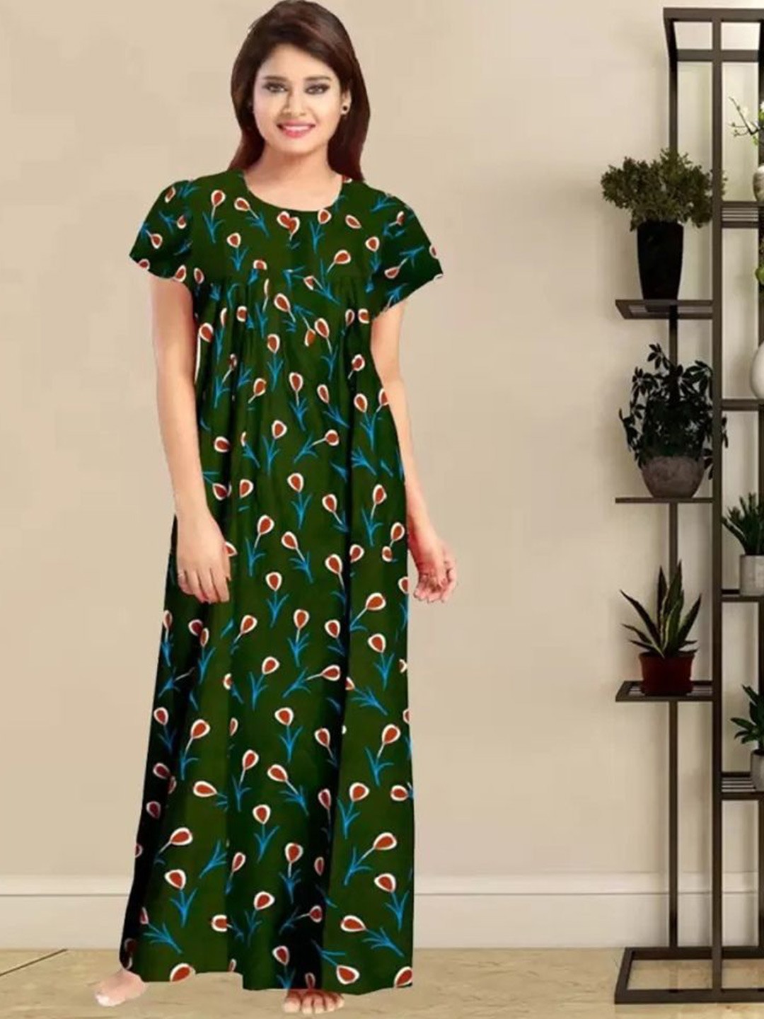 

PR PINK ROYAL Printed Maxi Nightdress, Green