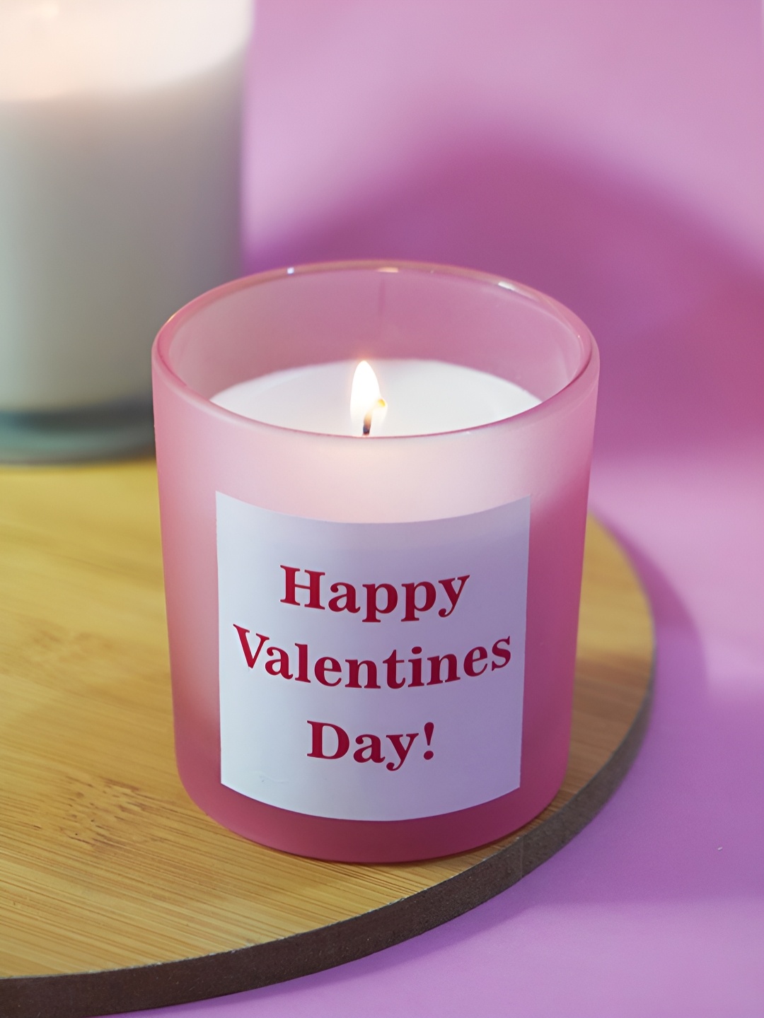 

Aura Valentines 9CD Frosted Glass Scented Candle With Corck, Pink