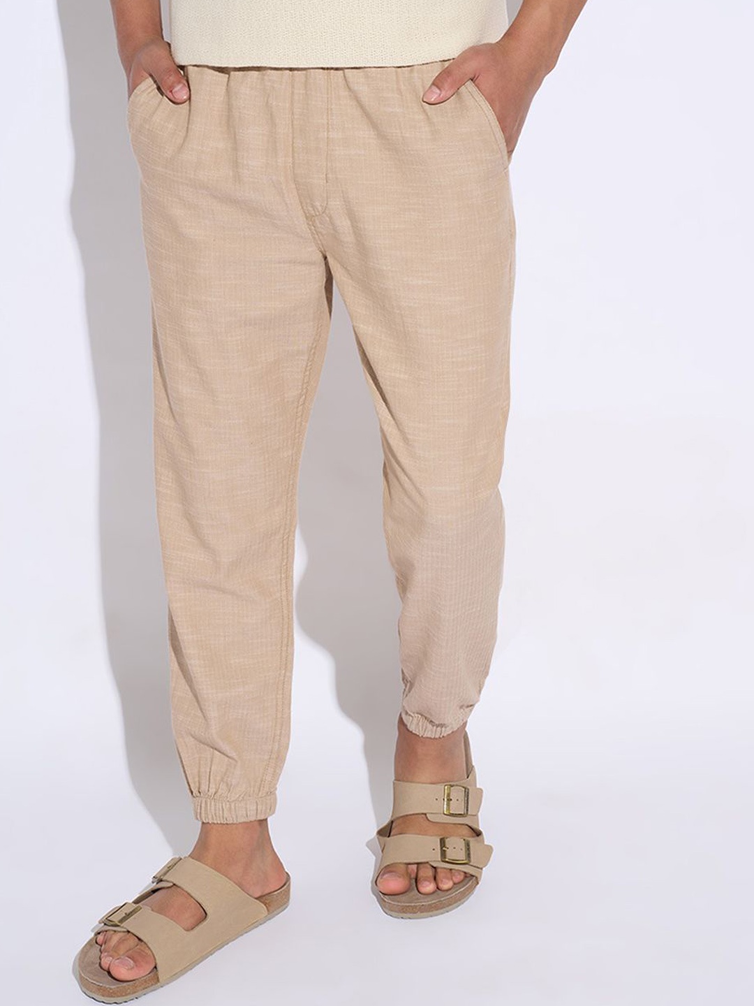 

7 Alt by Pantaloons Men Mid-Rise Joggers Trousers, Khaki