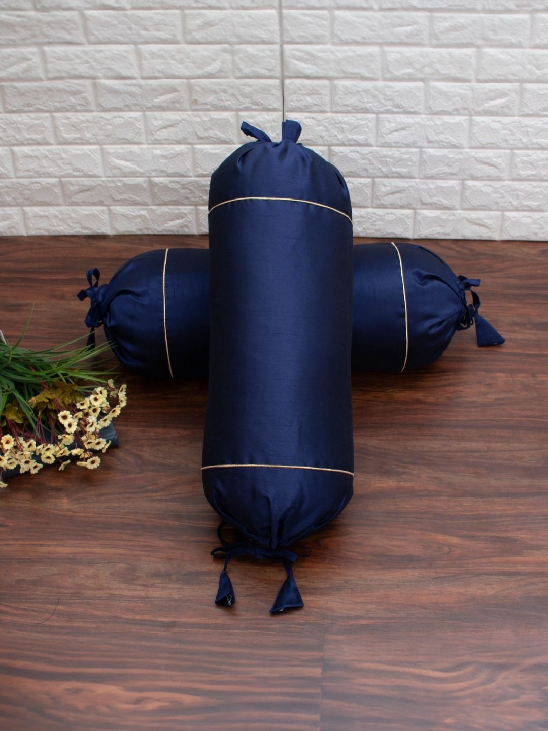 

RoyalDeco 2-Pcs Navy Blue BolsterCovers