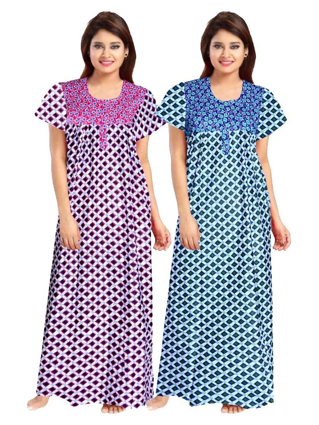 

PR PINK ROYAL Printed Maxi Nightdress, Blue