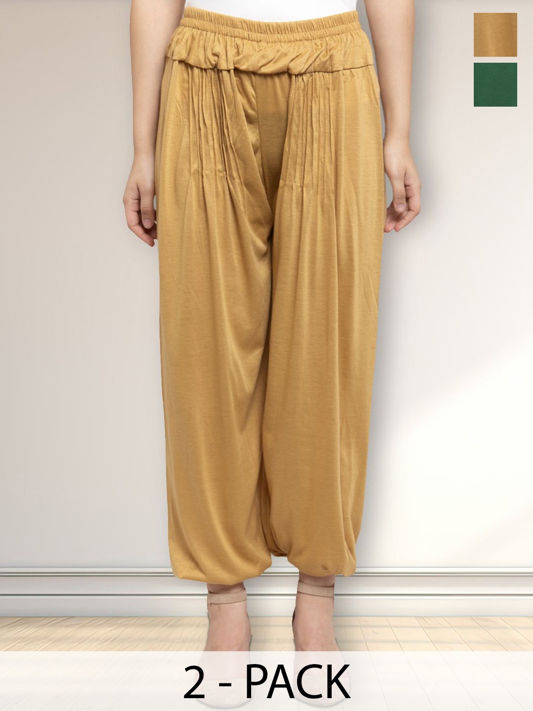 

Jinfo Women Pack Of 2 Loose Fit Salwar, Beige