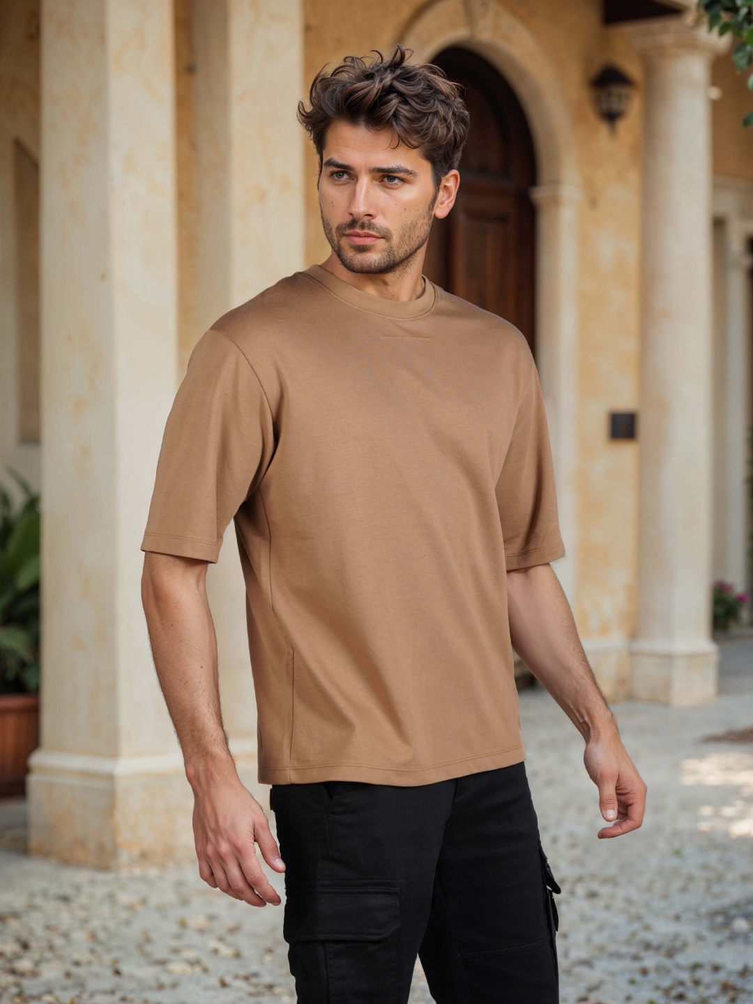 

Celio Men Solid Round Neck Cotton T-shirt, Brown