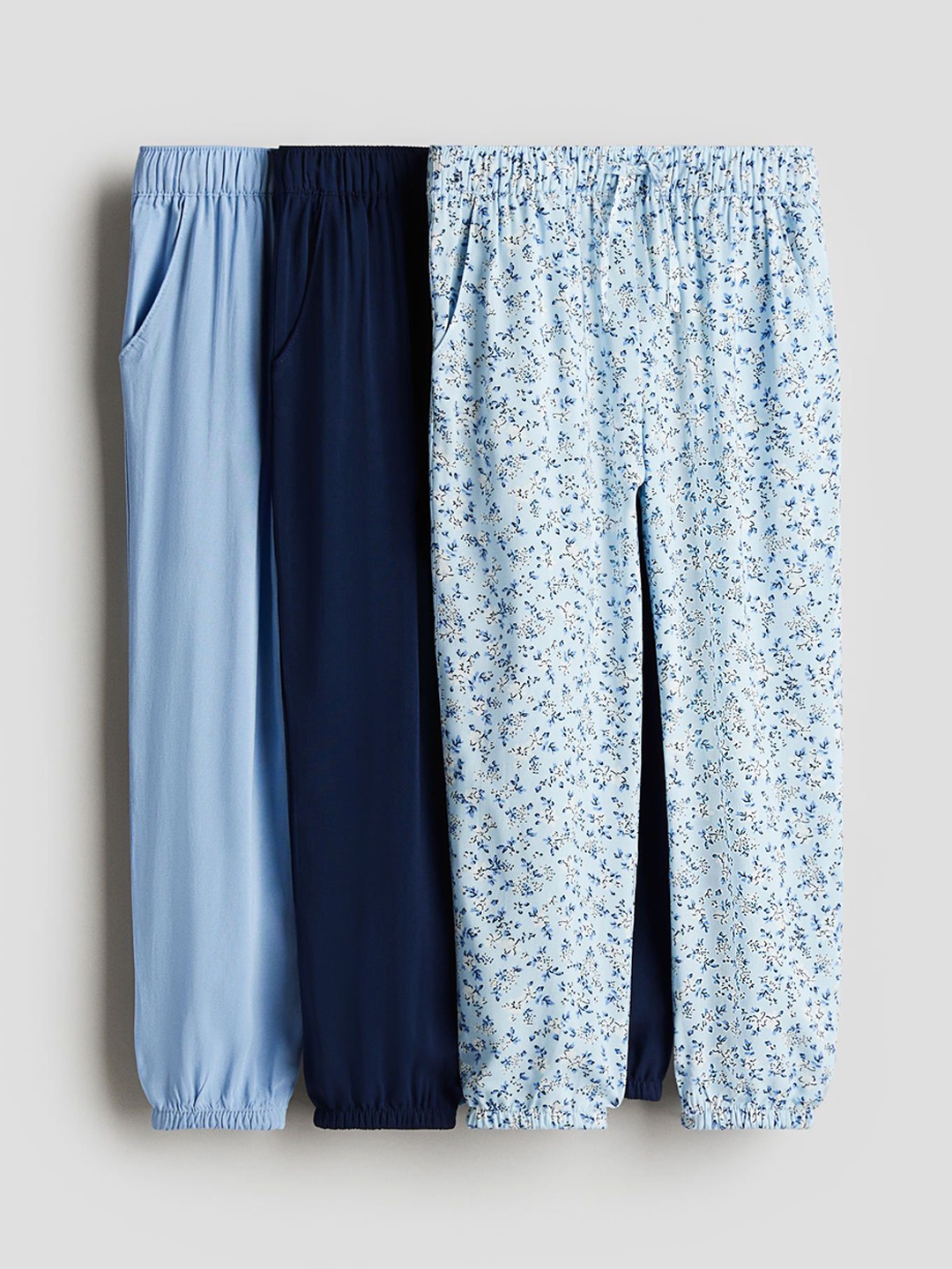 

H&M Girls 3-Pack Joggers, Blue