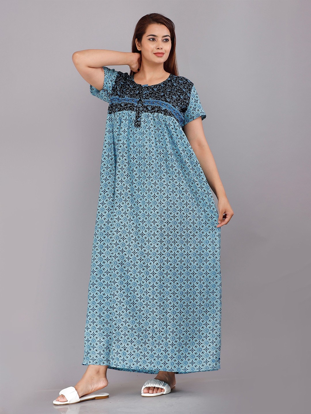 

PR PINK ROYAL Printed Maxi Nightdress, Blue
