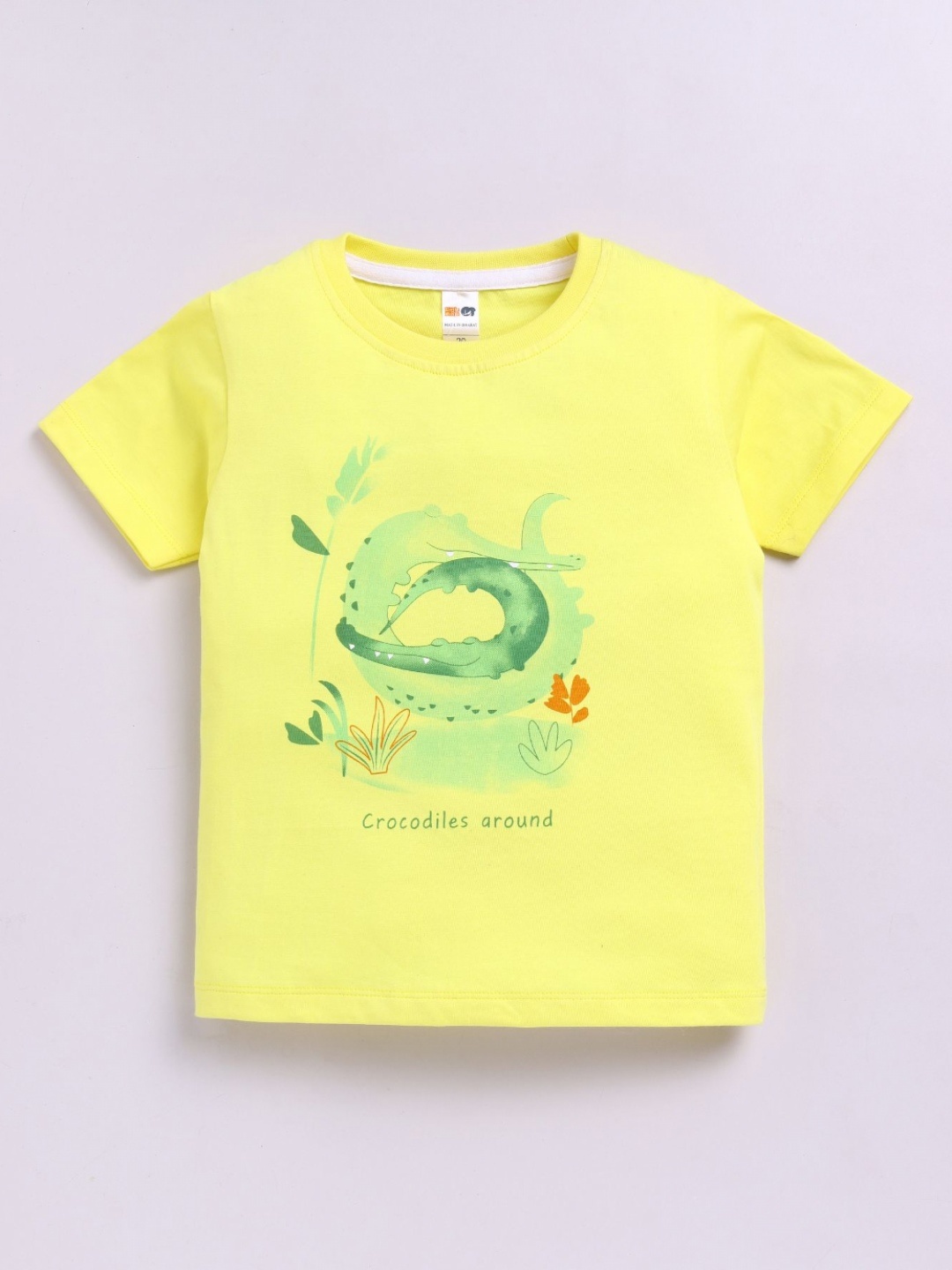 

LITTLE NINJA Boys Graphic Printed Round Neck Cotton T-shirt, Yellow