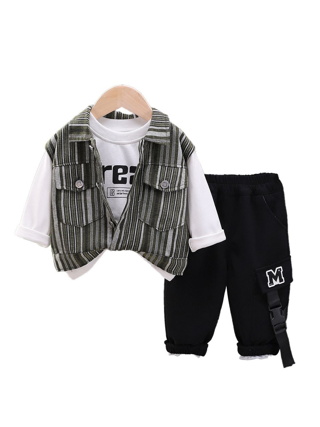 

StyleCast x Revolte Boys Striped T-shirt With Trousers, Green