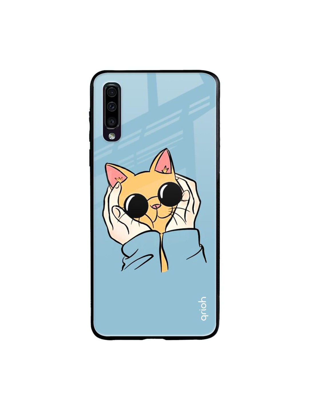 

QRIOH Adorable Cute Kitty Printed Samsung Galaxy A50 Back Case, Blue