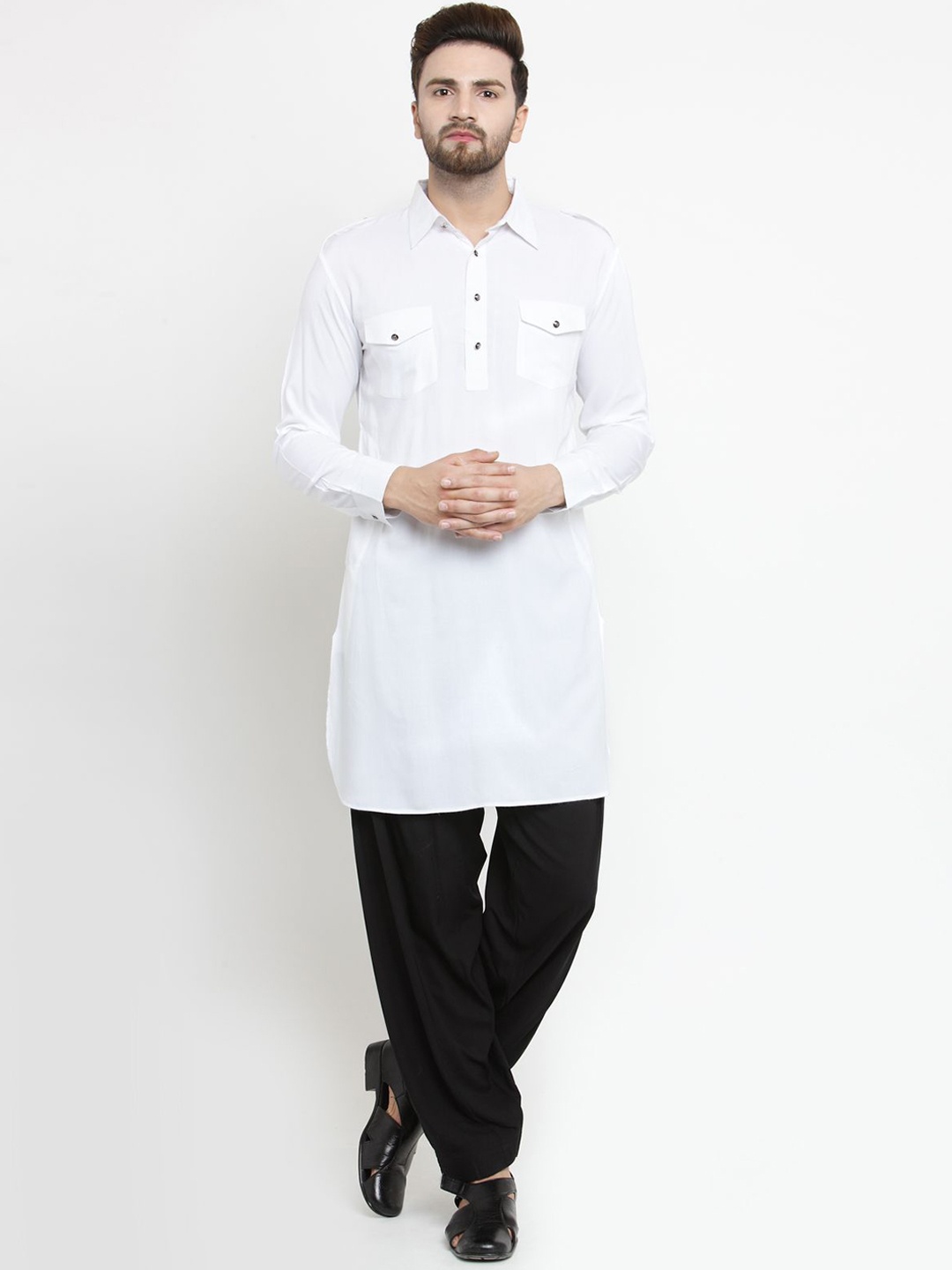 

Moda Rapido Shirt Collar Pathani Kurta, White