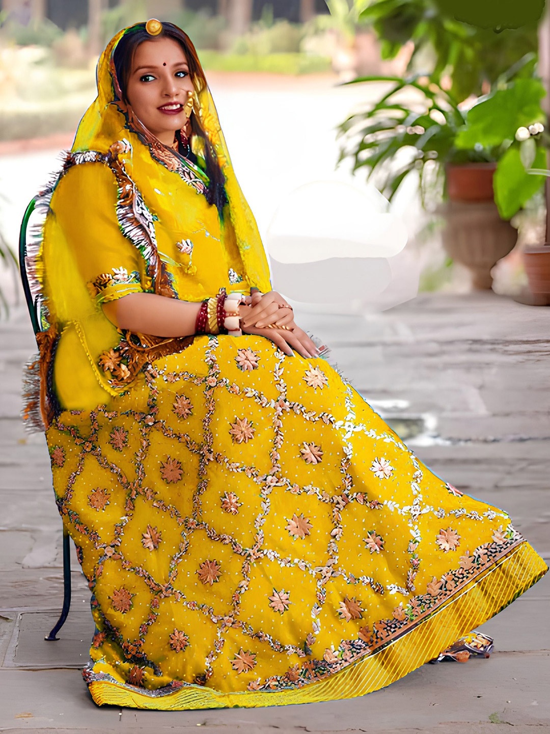 

MADHUR HAND WORK ART Embroidered Semi-Stitched Lehenga & Unstitched Blouse With Dupatta, Mustard