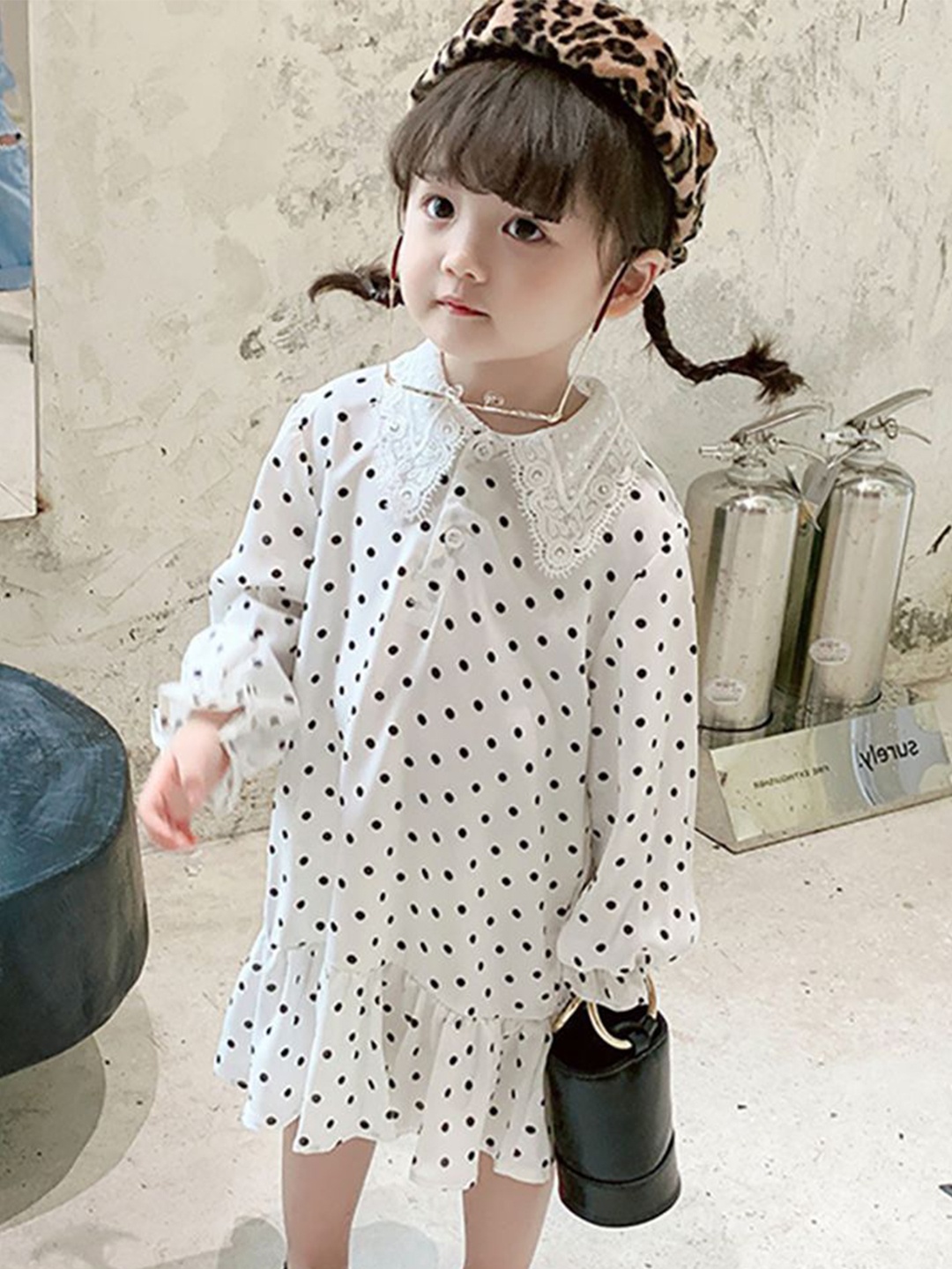 

StyleCast x Revolte Girls Polka Dots Printed Peter Pan Collar A-Line Dress, White