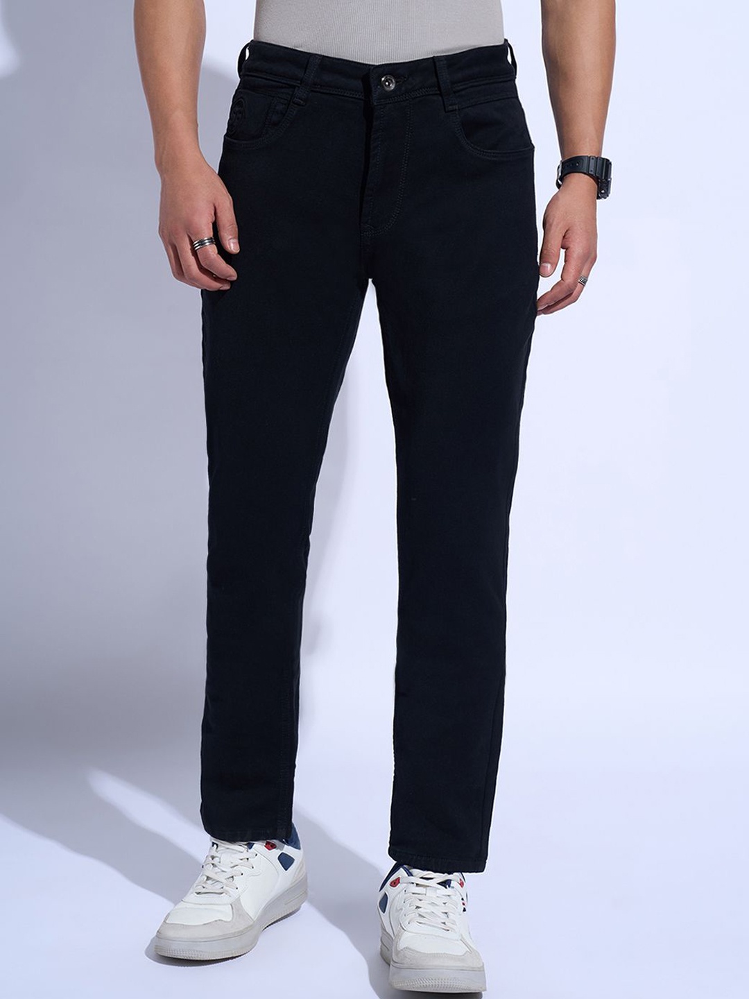 

SF JEANS by Pantaloons Men Slim Fit Low Distress Jeans, Black