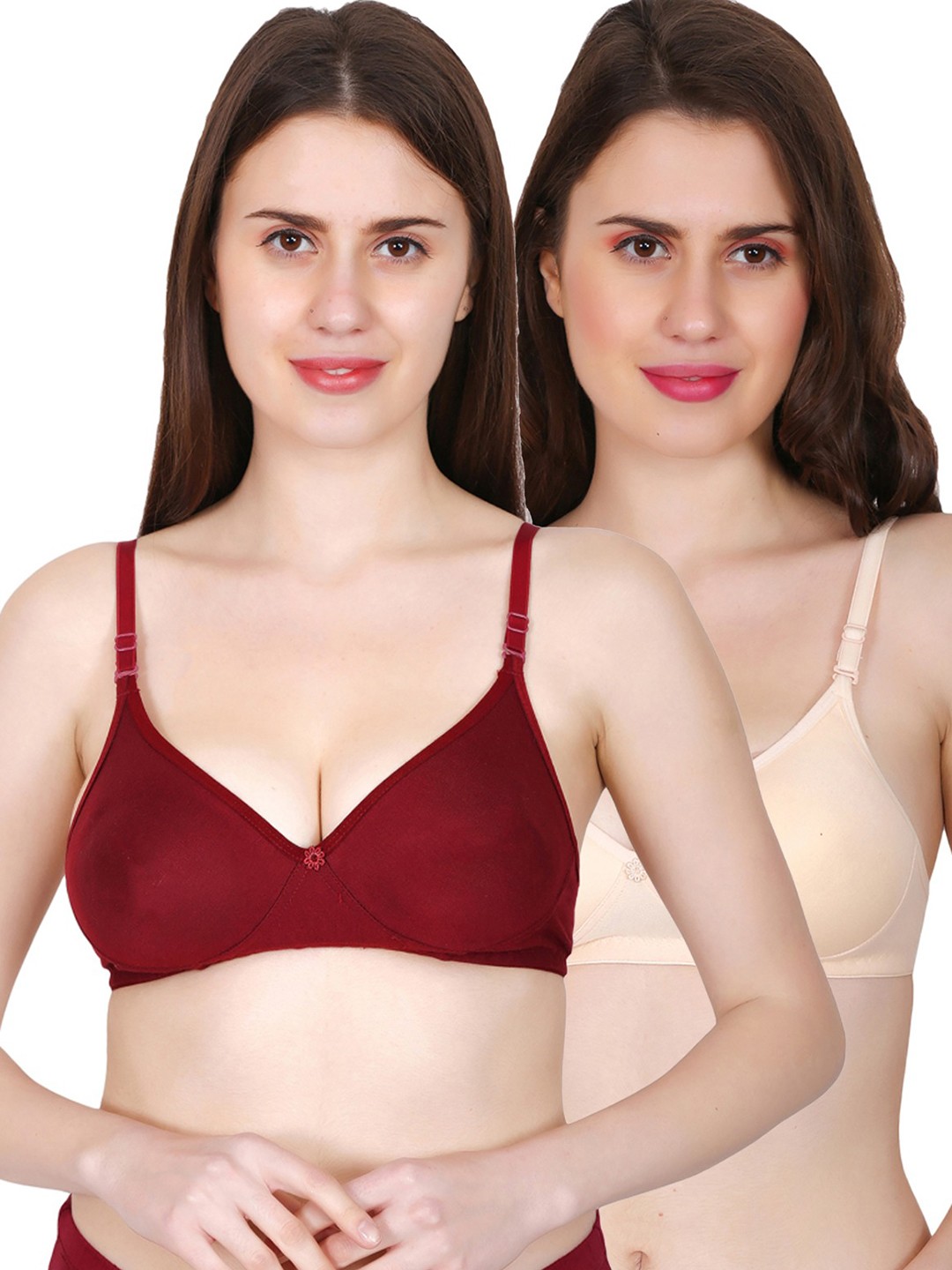 

Fihana Women Pack Of 2 Adjustable Straps Lingerie Set, Beige