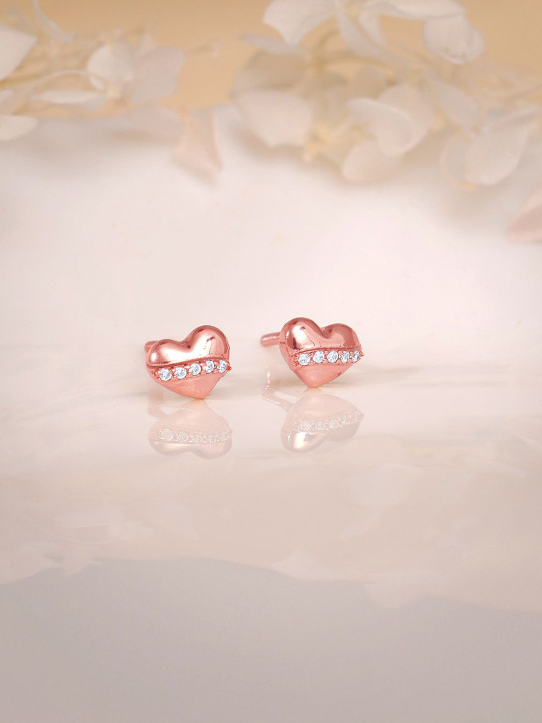 

GIVA 925 Sterling Silver Rose Gold-Plated Zircon Heart Shaped Locket Love Studs Earrings