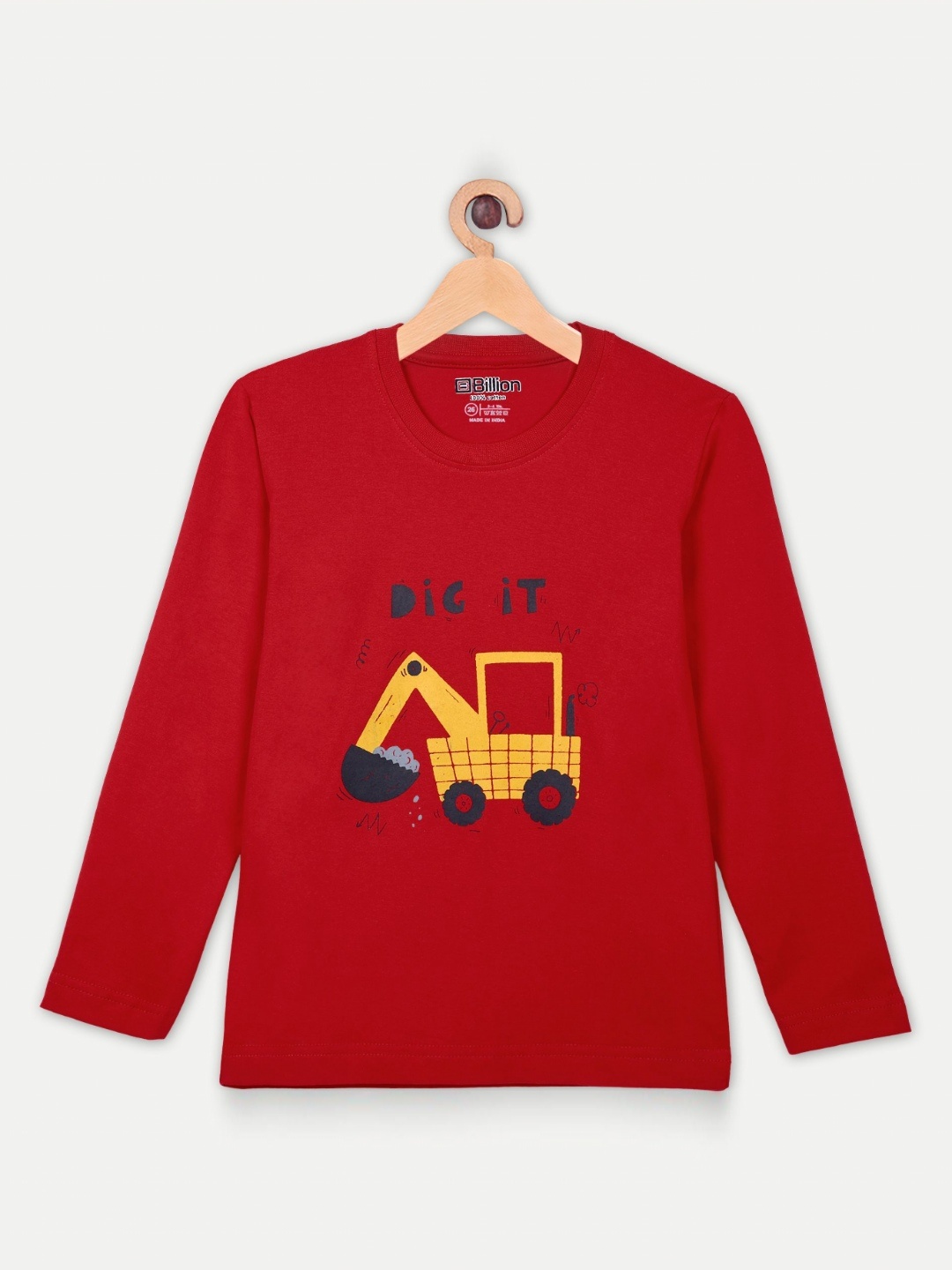 

Billion Boys Graphic Printed Round Neck Regular Fit Cotton T-shirt, Red