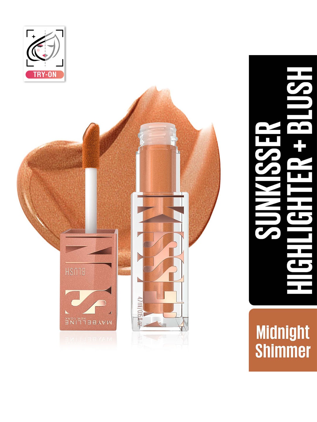 

Maybelline New York Sunkisser 12H Wear Highlighter + Blush 4.7g - Midnight Shimmer 09, Gold