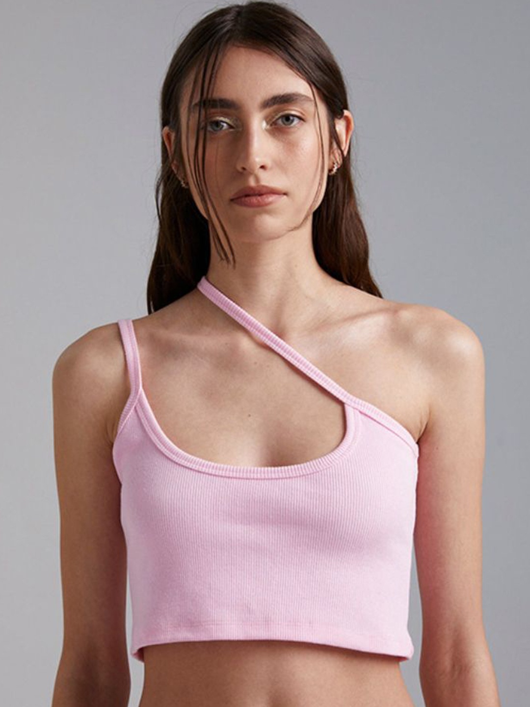 

StyleCast One Shoulder Tank Crop Top, Pink