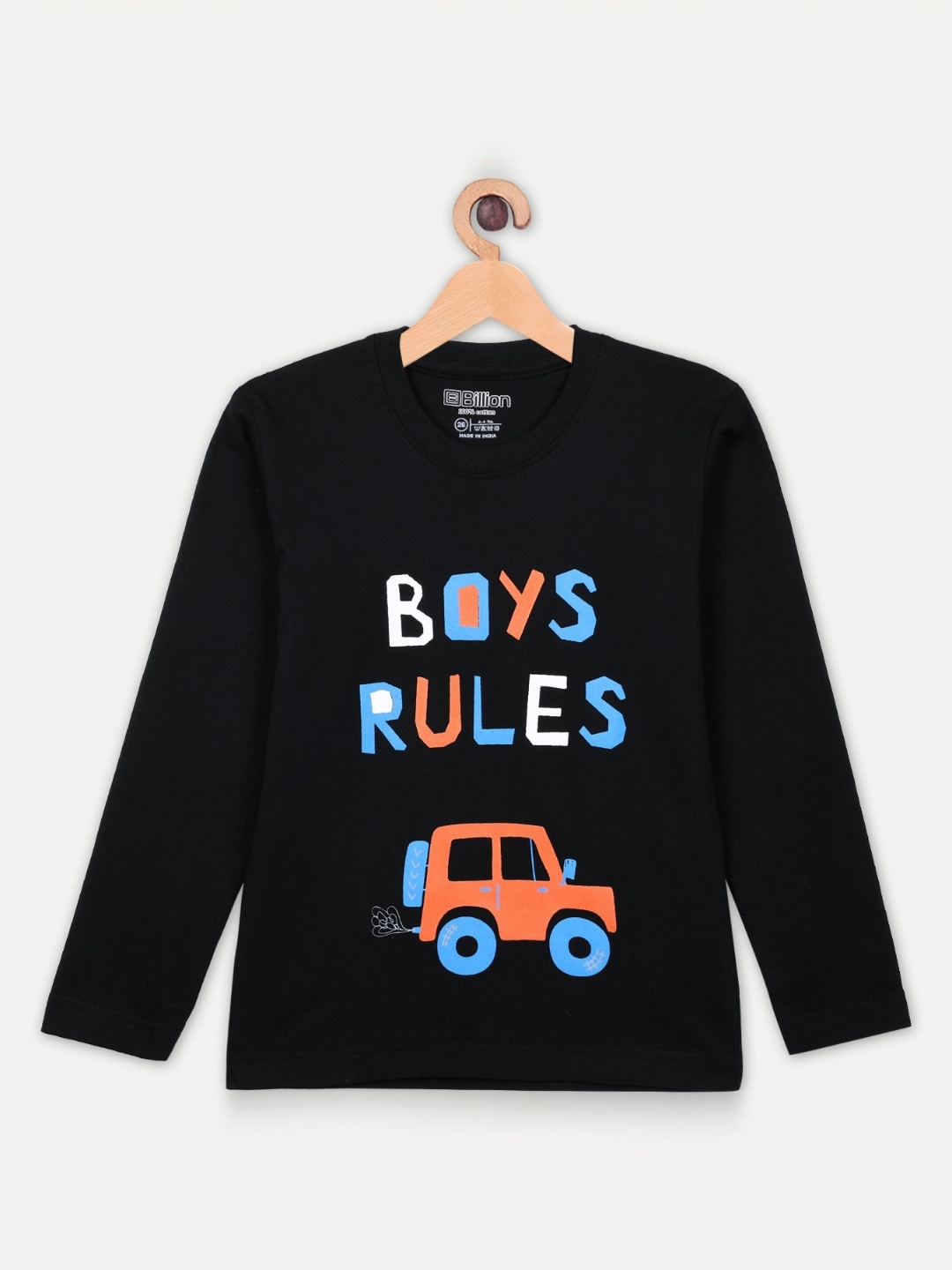 

Billion Boys Typography Printed Round Neck Regular Fit Cotton T-shirt, Black