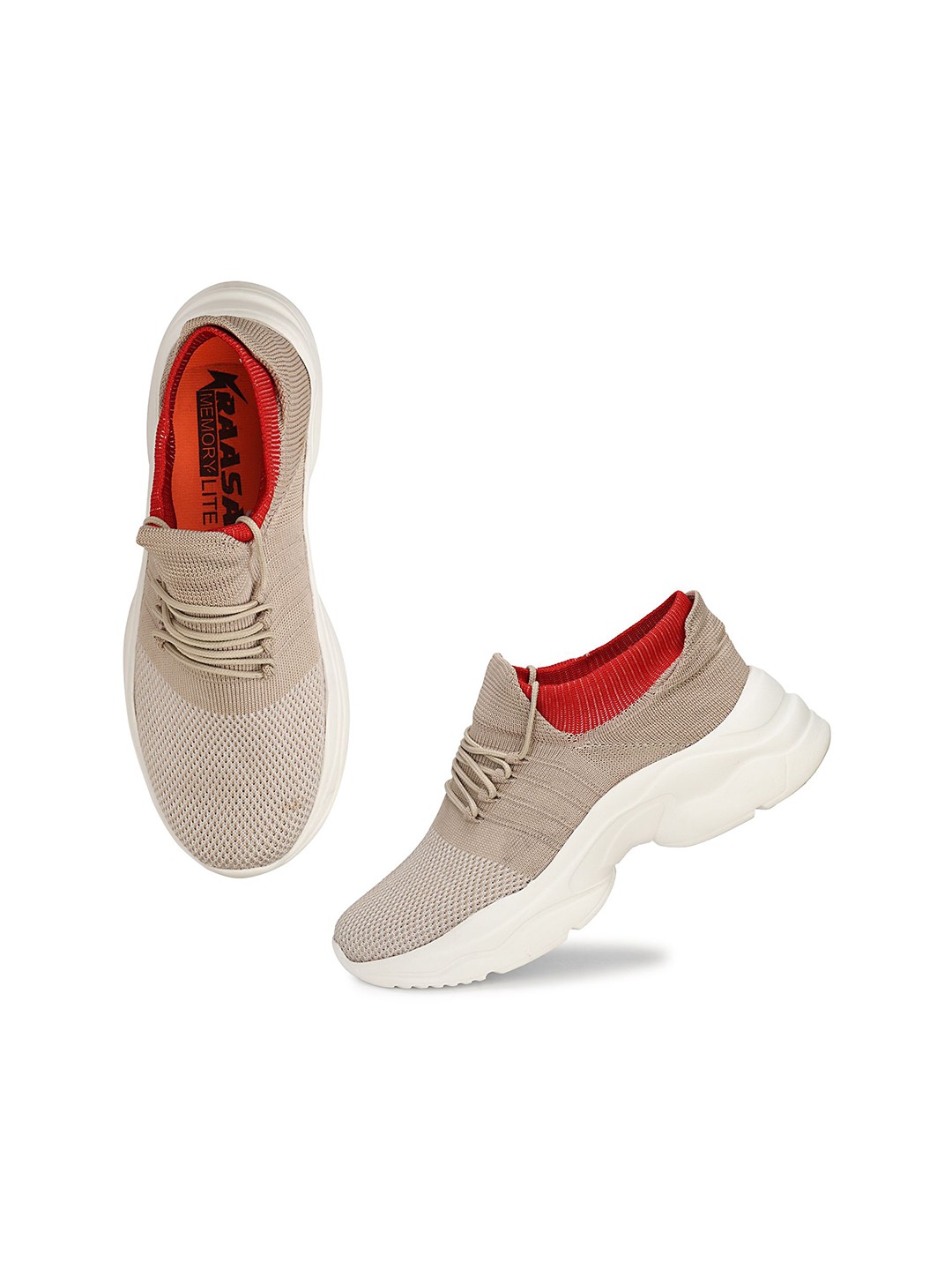 

KRAASA Women Running Shoes, Beige