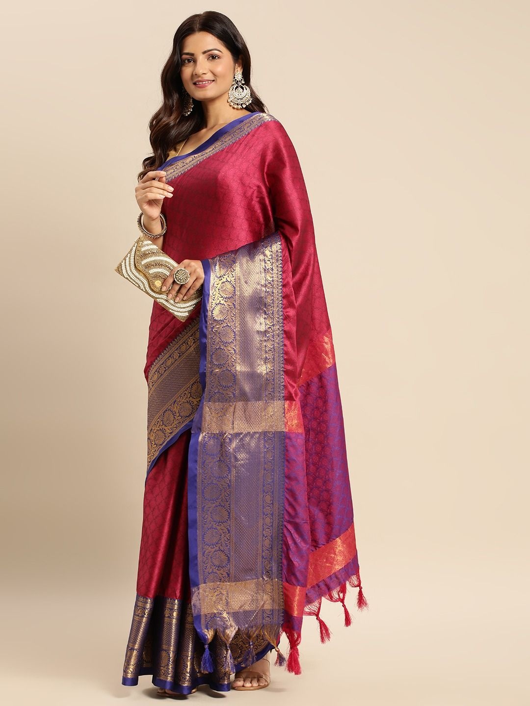 

DIVASTRI Woven Design Zari Saree, Magenta