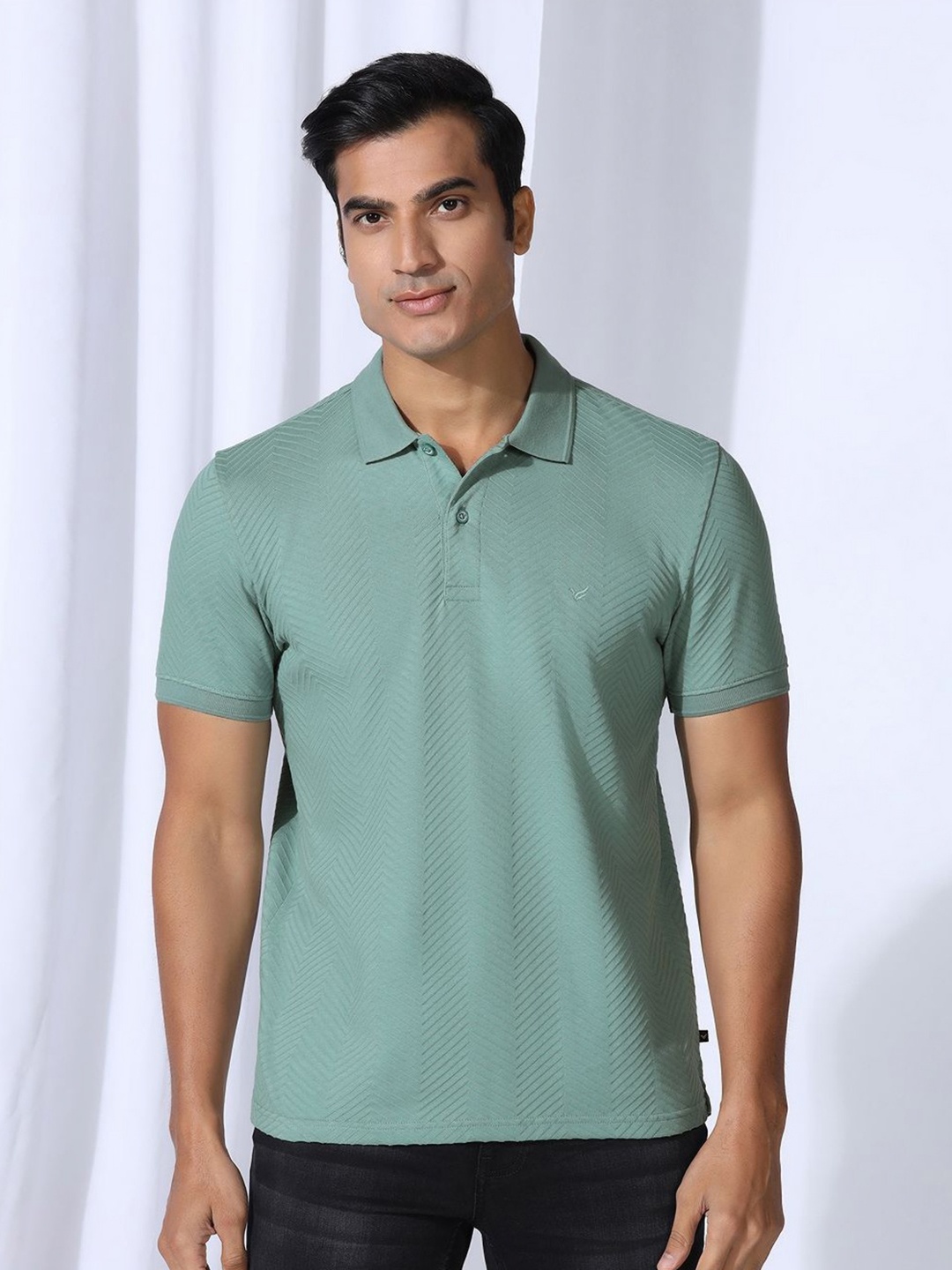 

Blackberrys Men Polo Collar Pockets Slim Fit T-shirt, Green