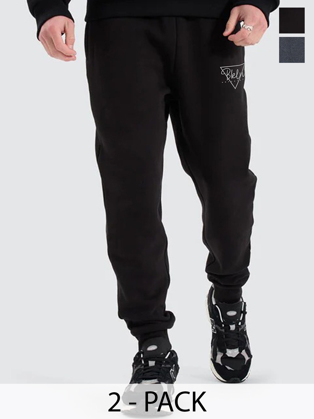

Moda Rapido Men Pack Of 2 Cotton Mid-Rise Joggers, Black