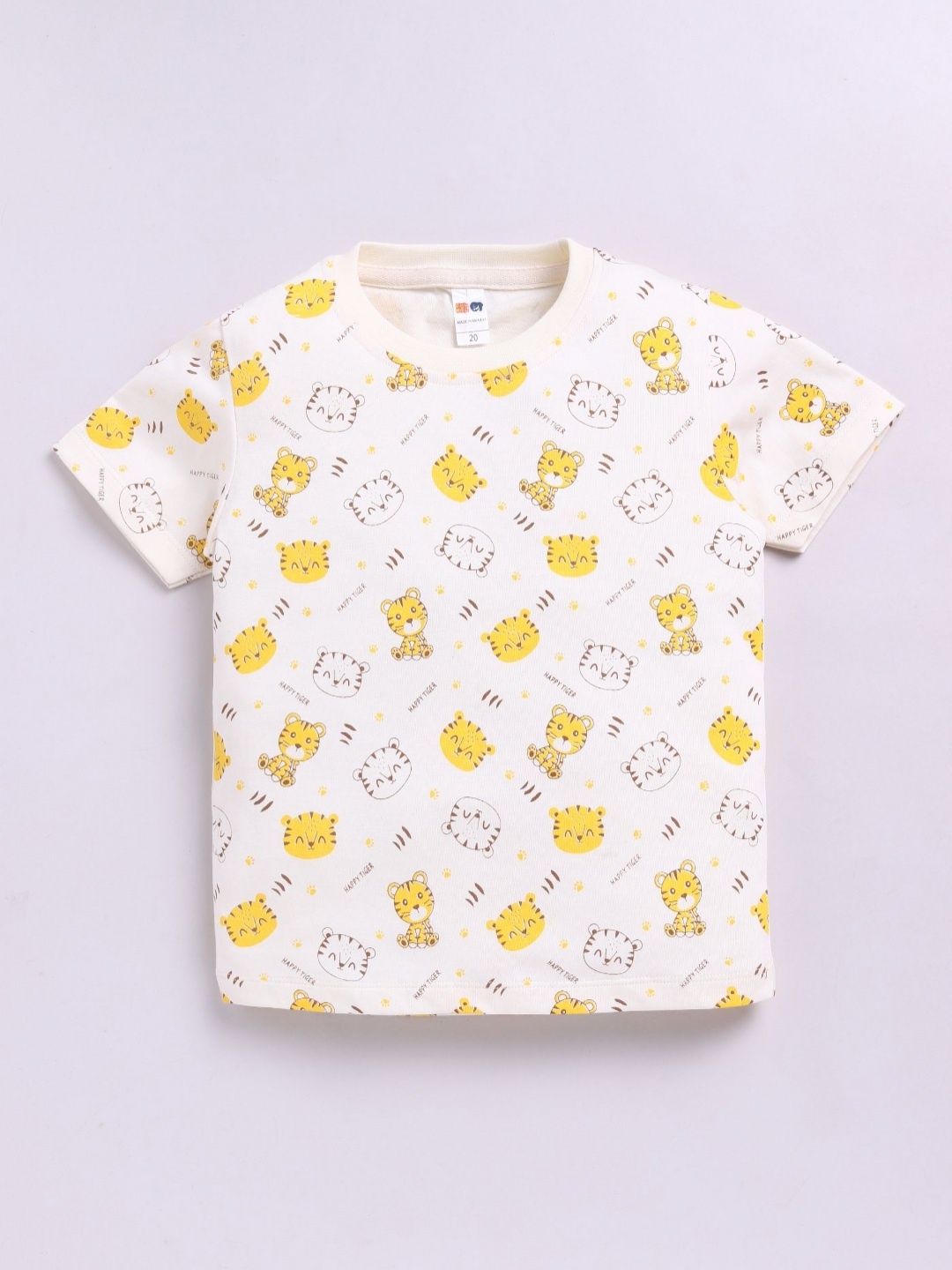 

LITTLE NINJA Boys Conversational Printed Round Neck Cotton T-shirt, White