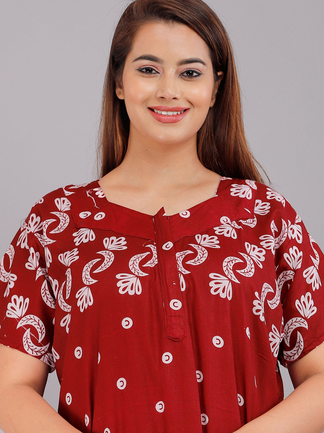 

PR PINK ROYAL Printed Maxi Nightdress, Maroon