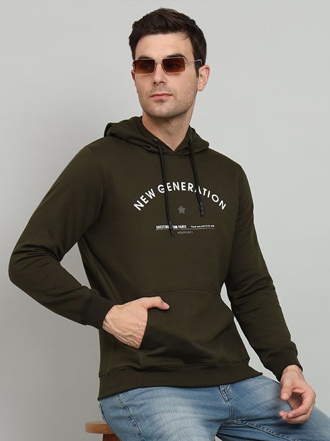 

OGEN Men Printed Sweatshirt, Olive