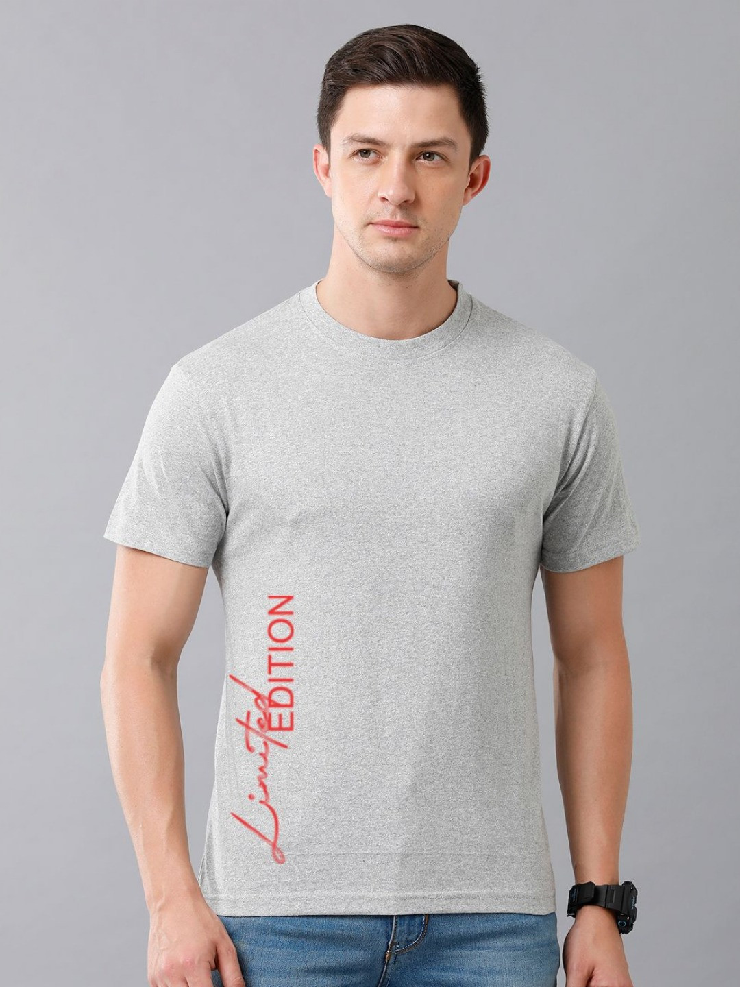 

Moda Rapido Men Typography Printed Round Neck Cotton T-shirt, Grey melange
