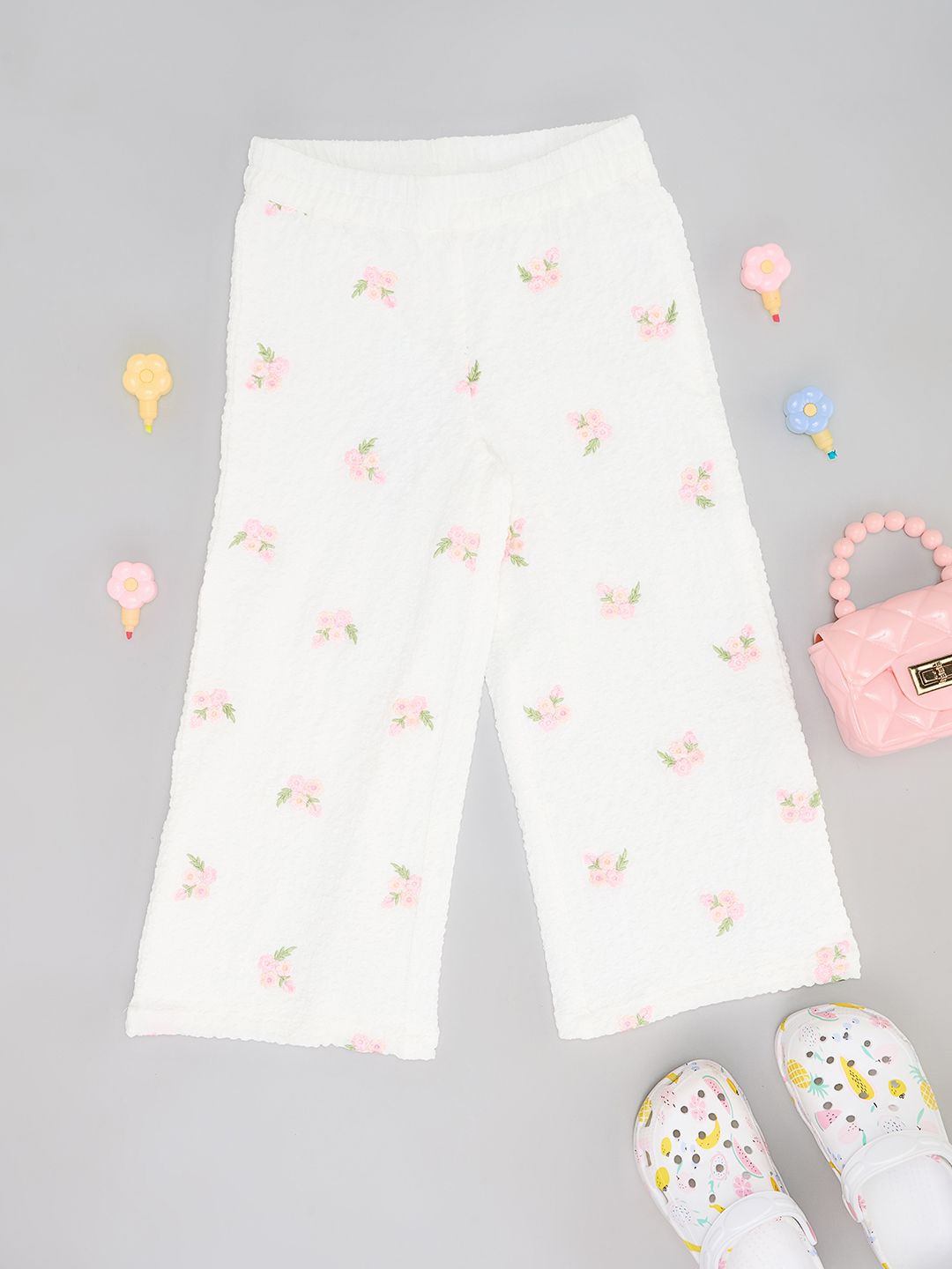 

Pantaloons Junior Girls Floral Printed Flared Culottes Trousers, Off white