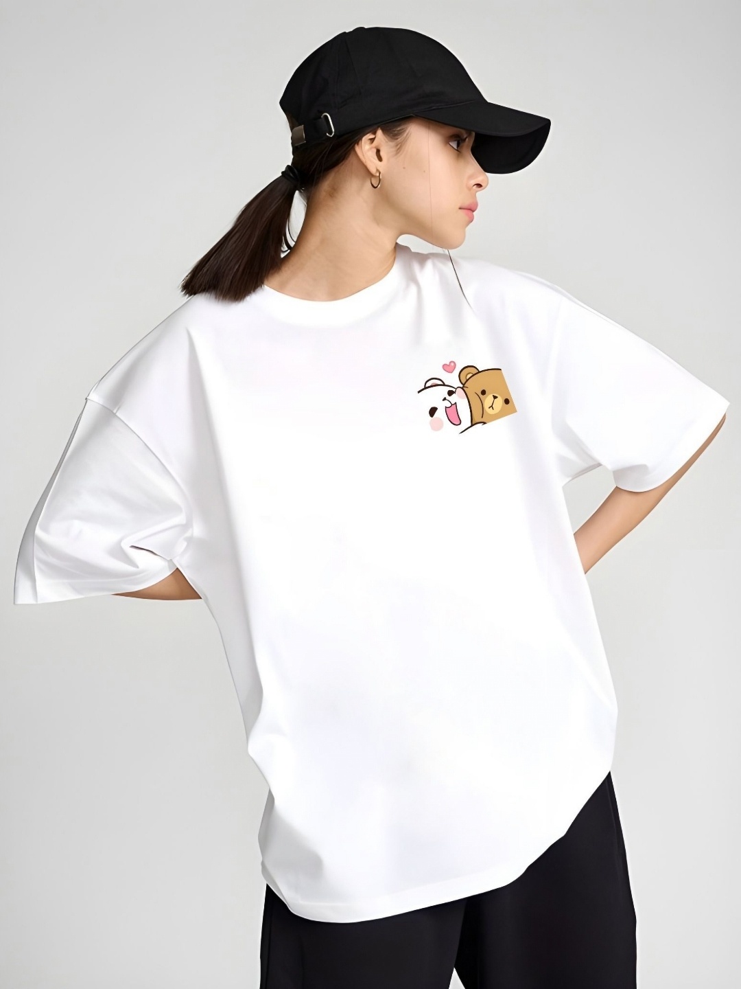 

DressBerry Women Graphic Printed Round Neck Cotton Relaxed Fit T-shirt, White