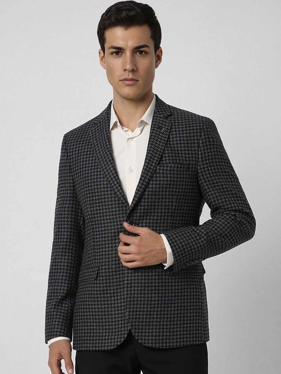 

Van Heusen Printed Notched Lapel Single Breasted Blazer, Grey