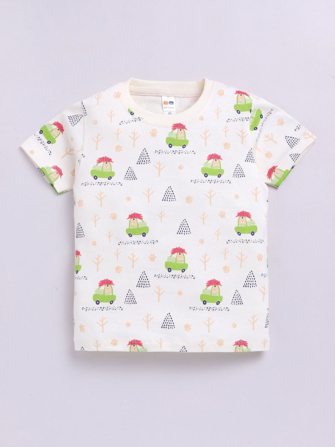

LITTLE NINJA Boys Conversational Printed Round Neck Cotton T-shirt, White