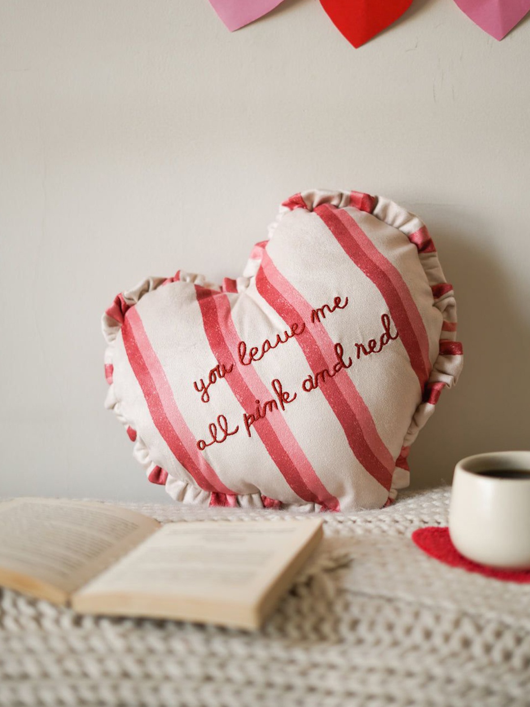 

HYPPY Pink & White Cofessions Heart Pillow