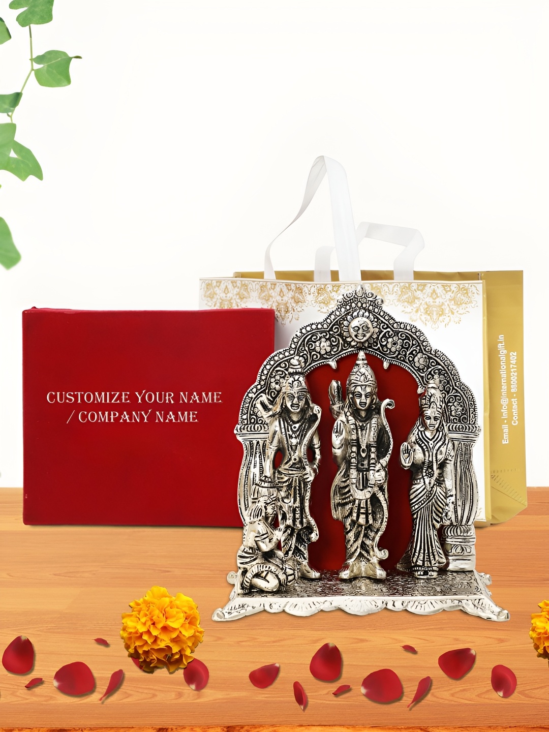 

INTERNATIONAL GIFT Silver-Toned Ram Darbar Religious Idol Showpiece