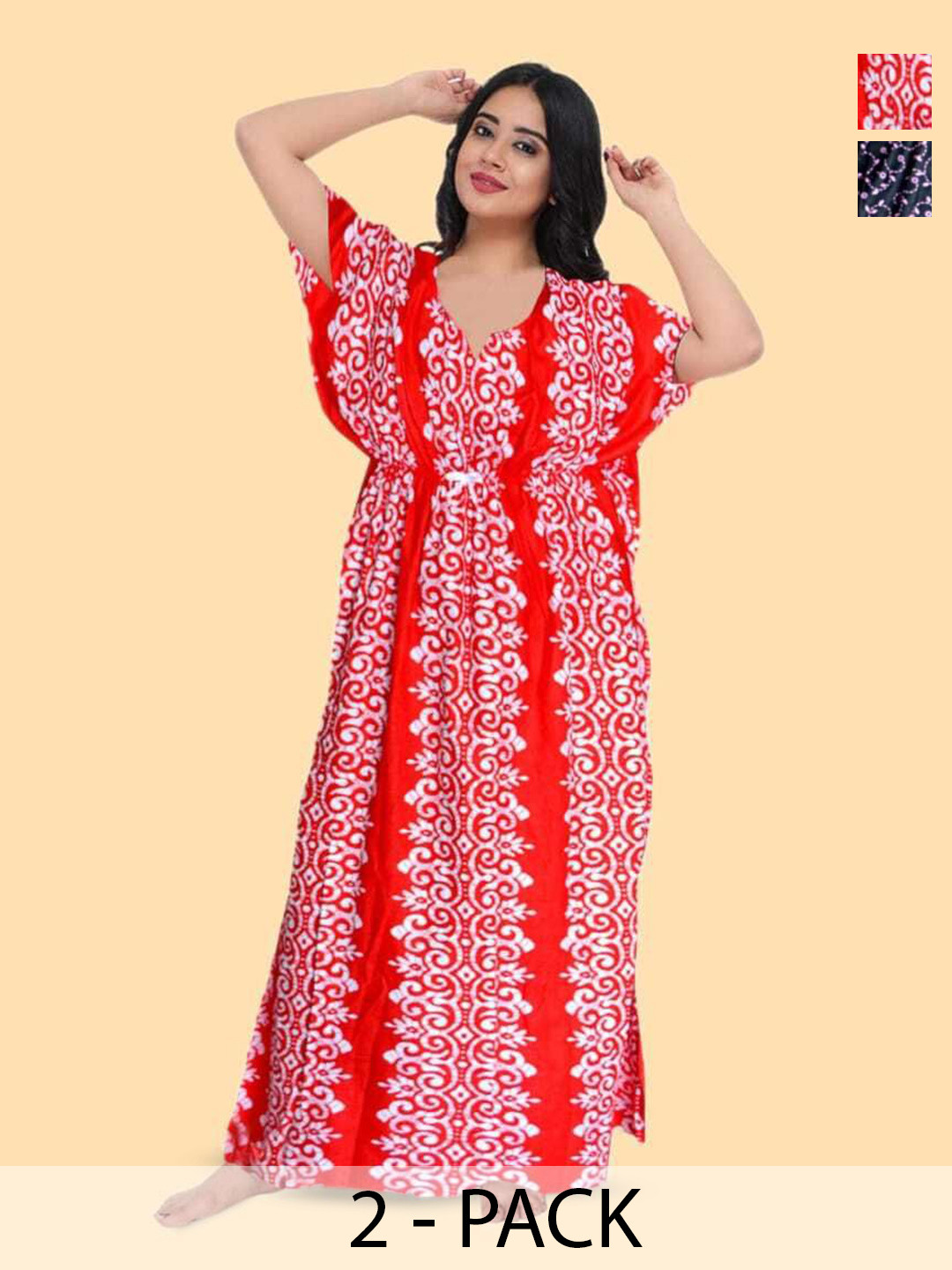 

PR PINK ROYAL Printed Maxi Nightdress, Red