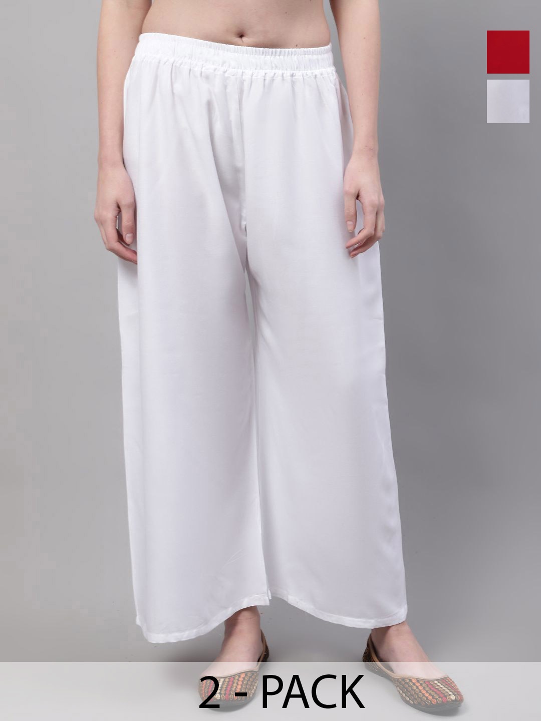 

Valles365 by S.C. Women Pack of 2 Slip On Flared Ethnic Palazzos, White