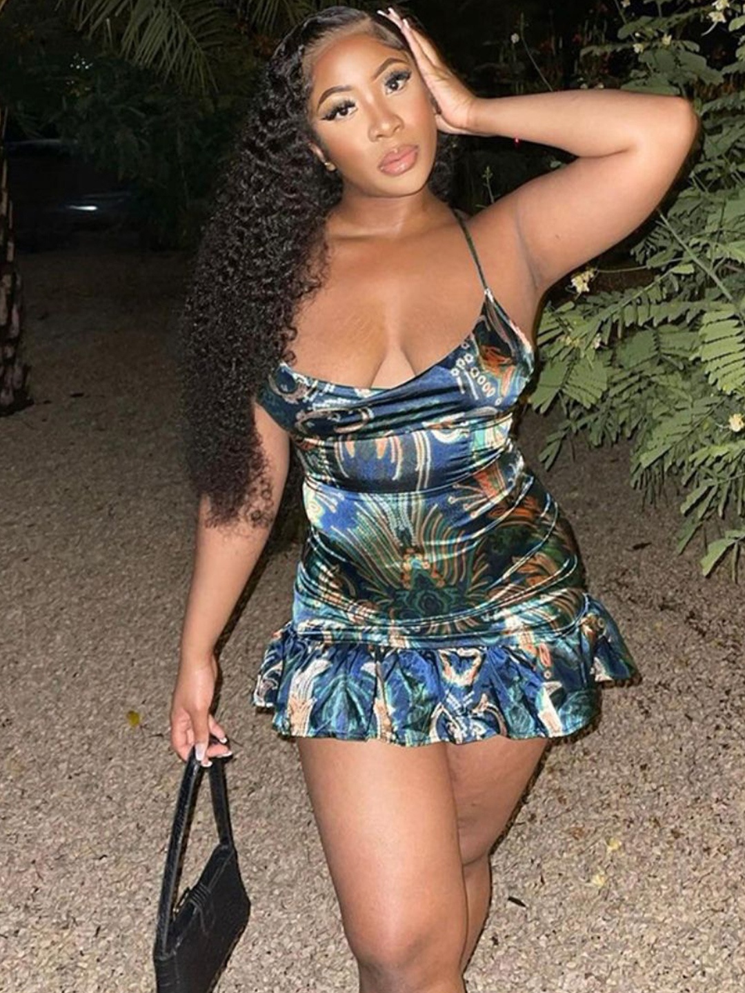 

StyleCast Women Floral Printed Tiered Ruffles Bodycon Dress, Blue