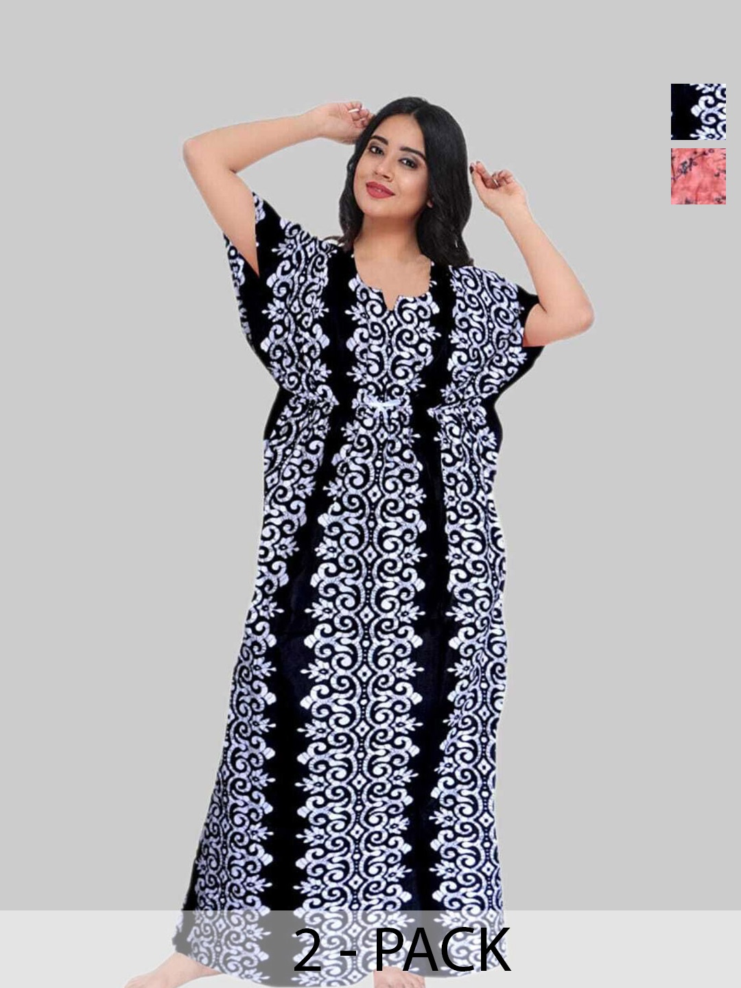 

PR PINK ROYAL Printed Maxi Nightdress, Black