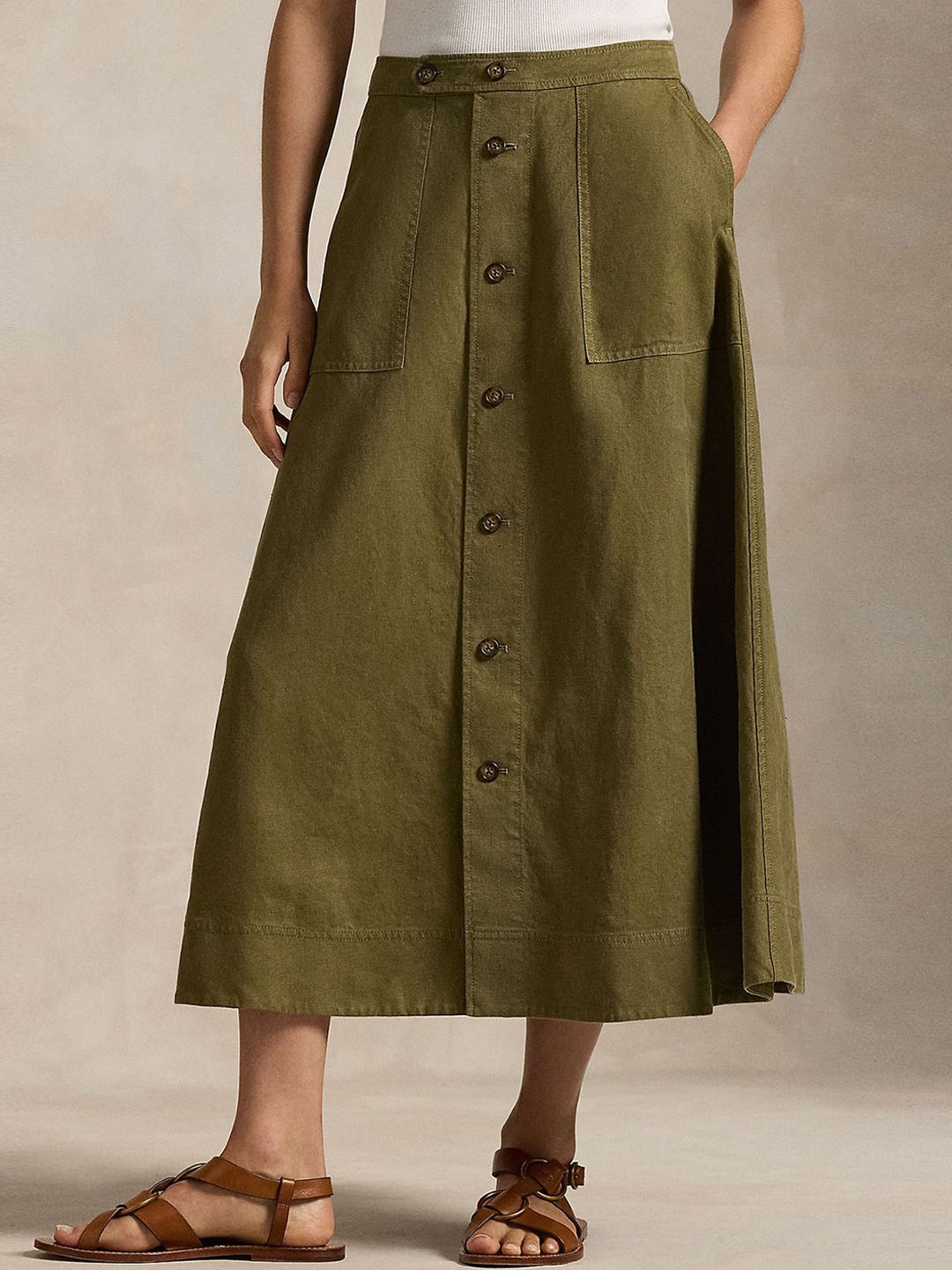 

Polo Ralph Lauren A-Line Midi Skirt, Green