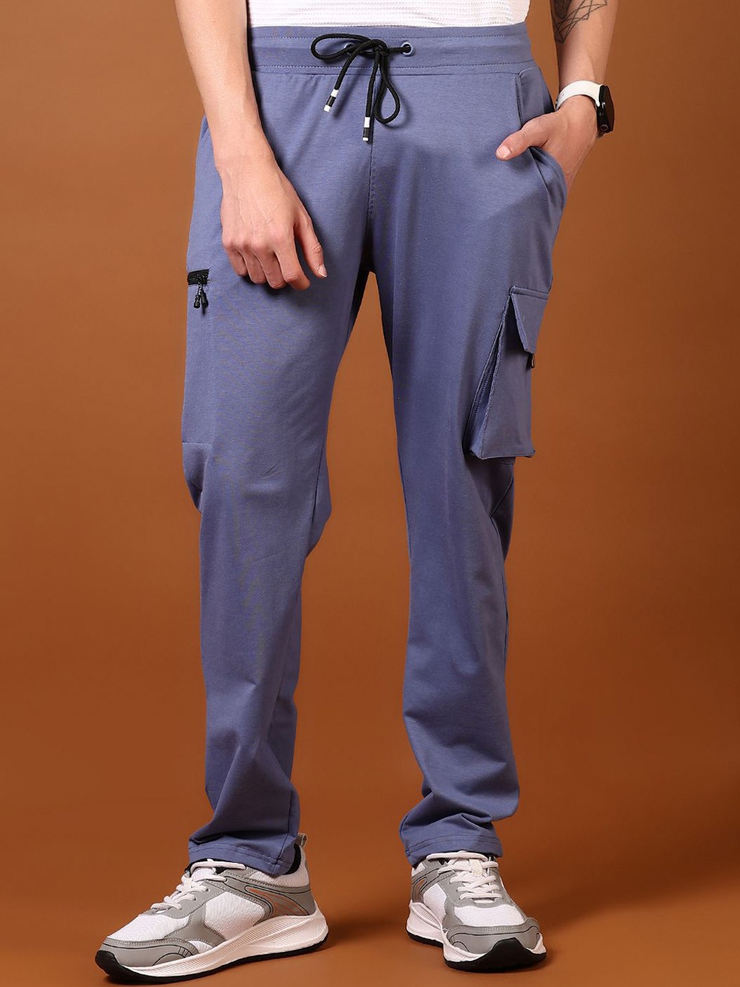 

V-Mart Men Mid Rise Track Pants, Blue