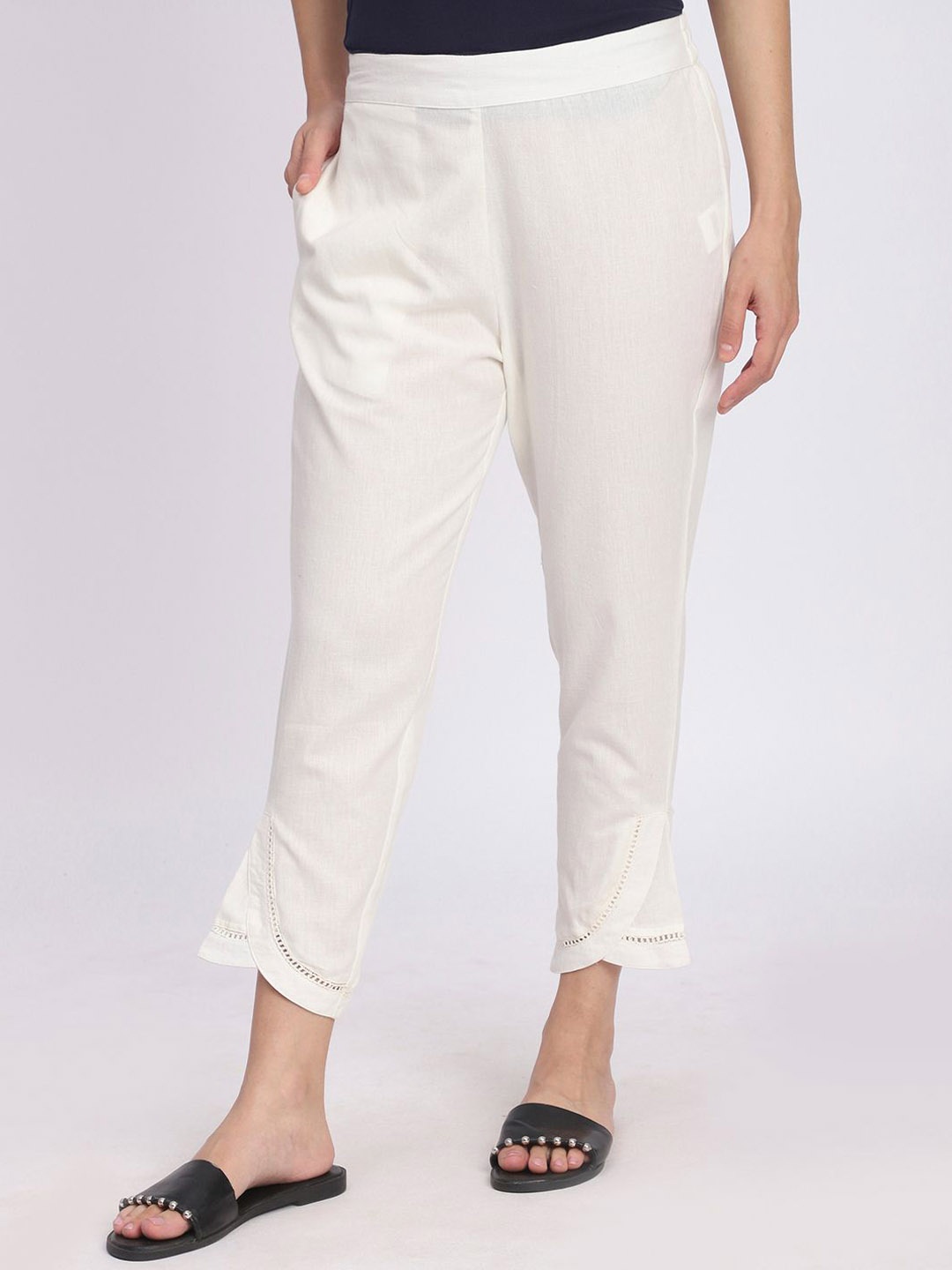 

R&B Women High-Rise Trousers, White